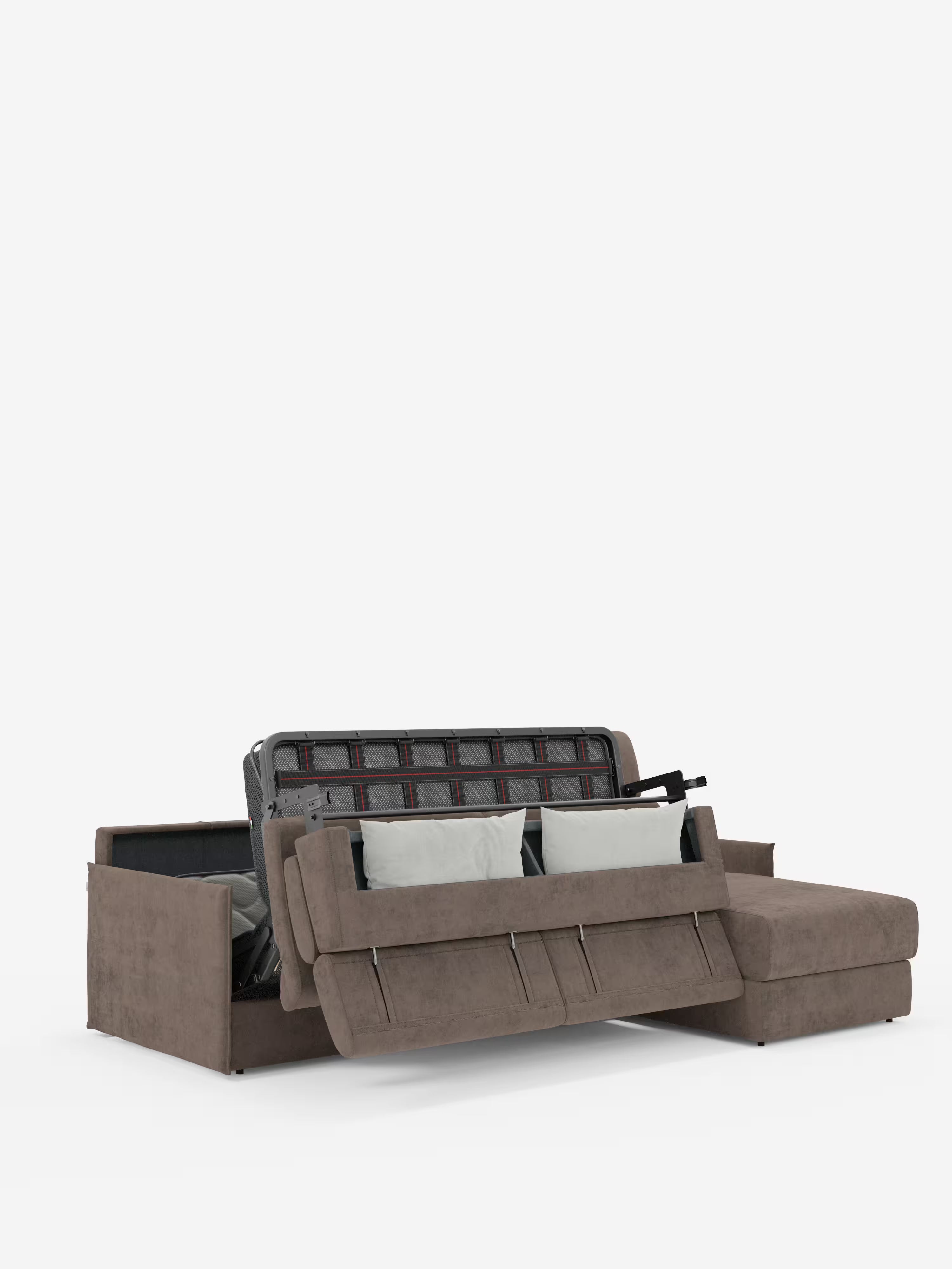 Miryam sofá cama esquinero compacto - reposacabezas reclinables y chaise longue con almacenaje en tejido antimanchas T31