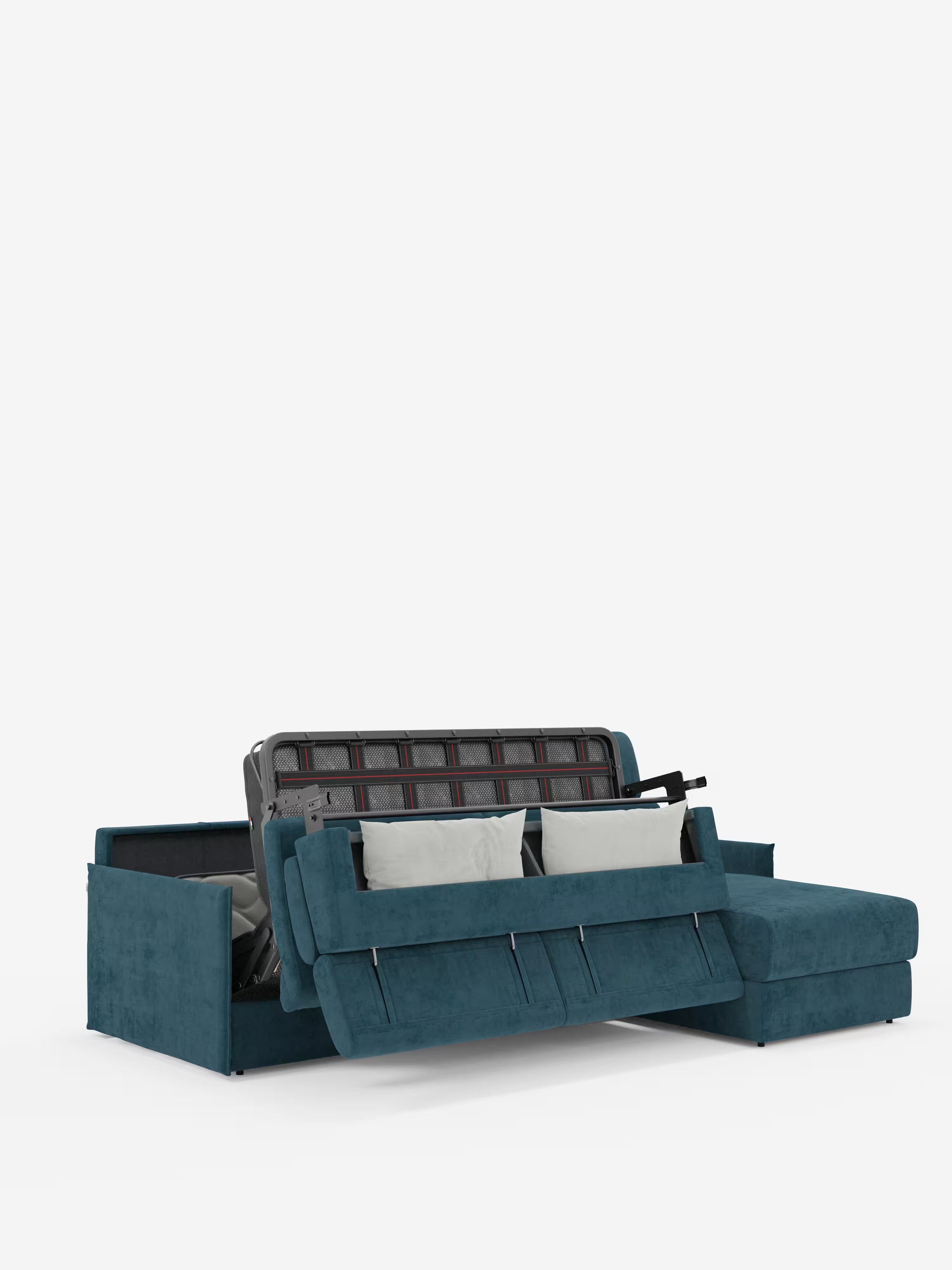Miryam sofá cama esquinero compacto - reposacabezas reclinables y chaise longue con almacenaje en tejido antimanchas T31