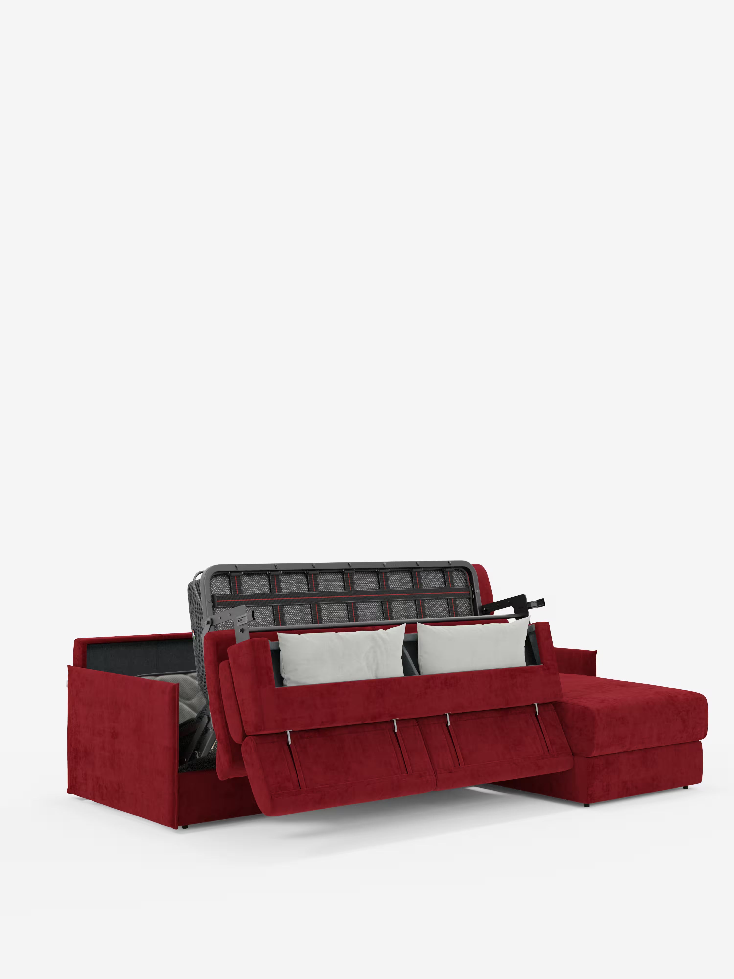Miryam sofá cama esquinero compacto - reposacabezas reclinables y chaise longue con almacenaje en tejido antimanchas T31