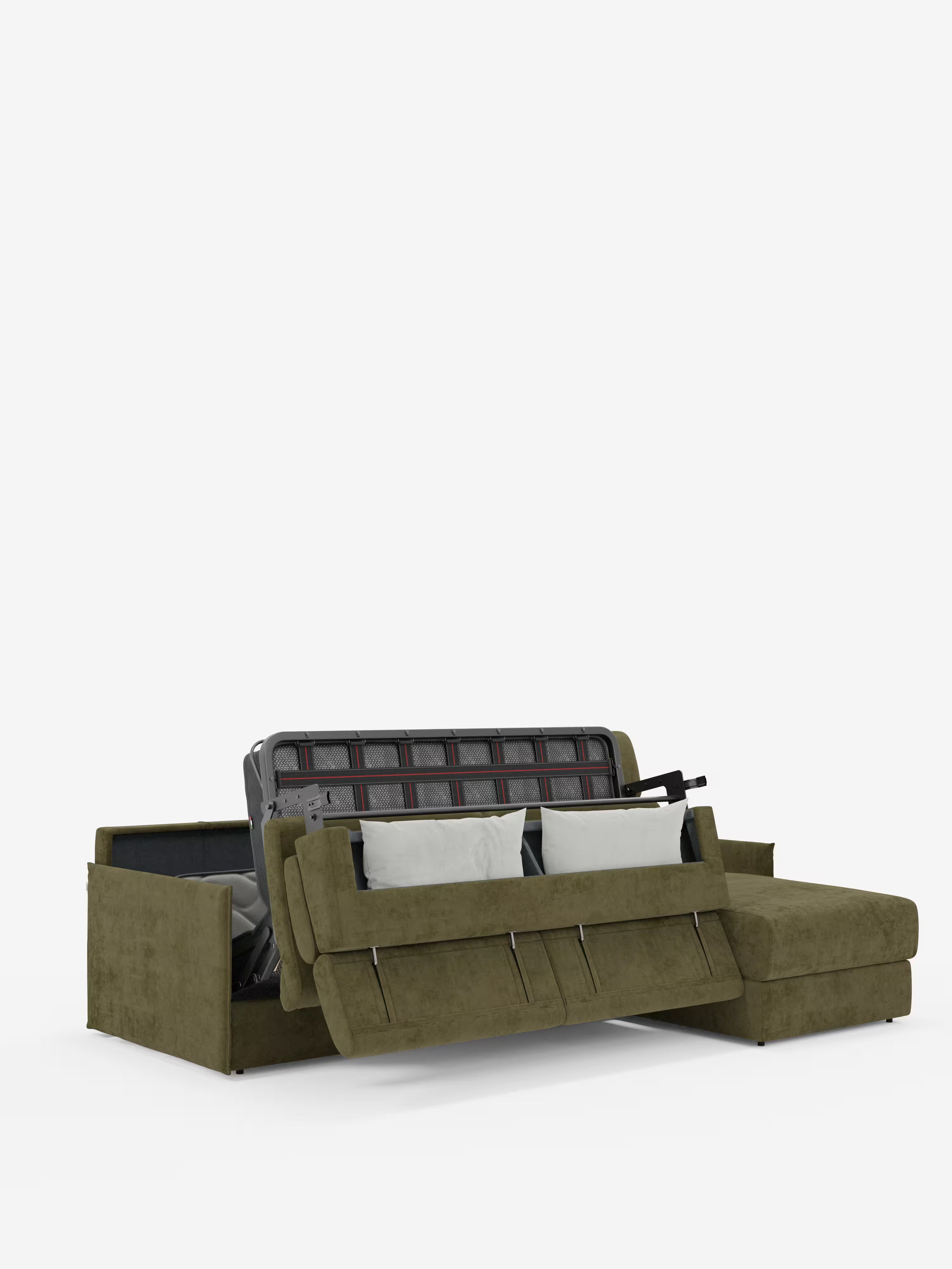 Miryam sofá cama esquinero compacto - reposacabezas reclinables y chaise longue con almacenaje en tejido antimanchas T31