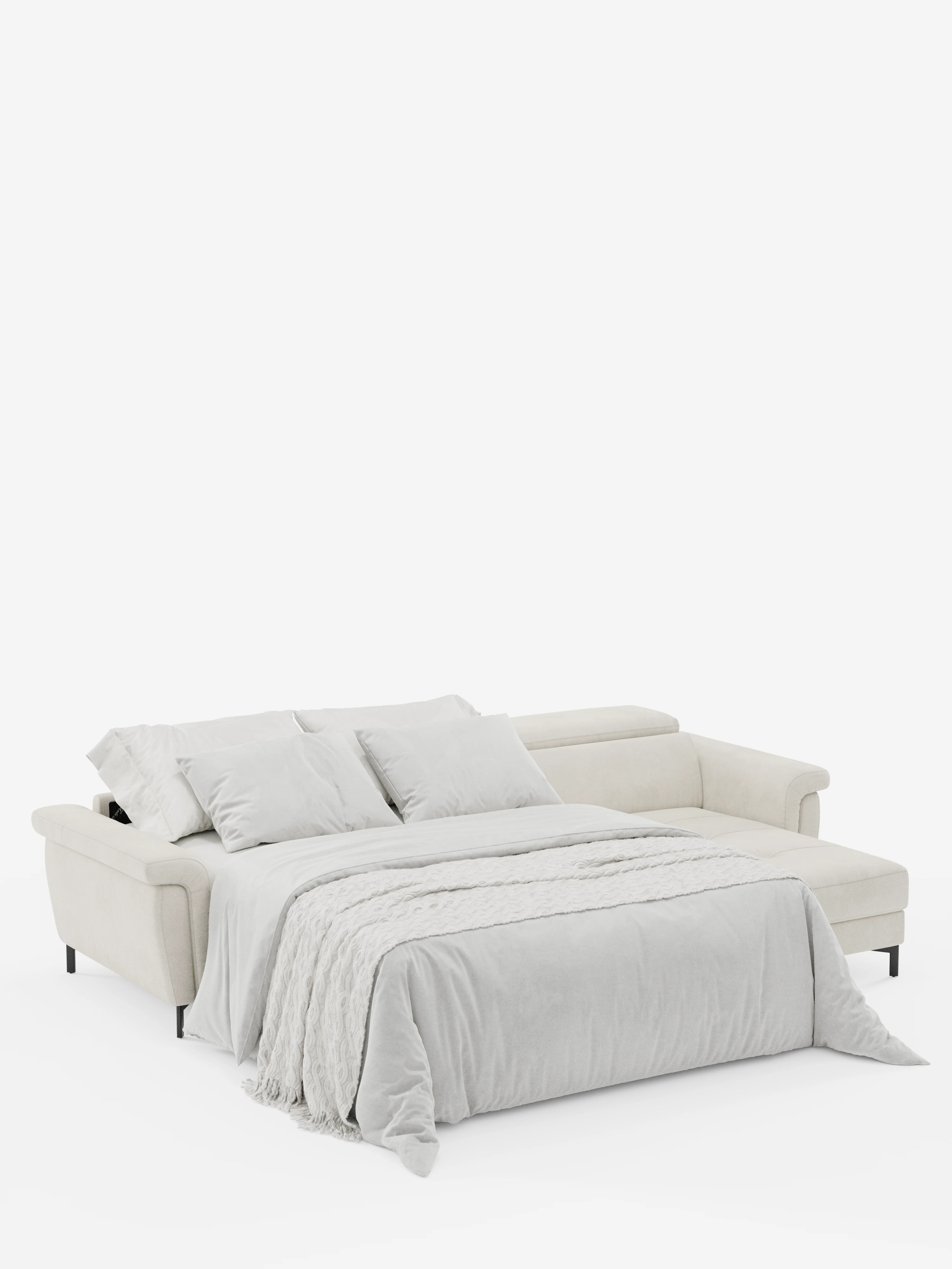 Capri Divano letto angolare con penisola contenitore e poggiatesta reclinabili - elegante tessuto smacchiabile T30