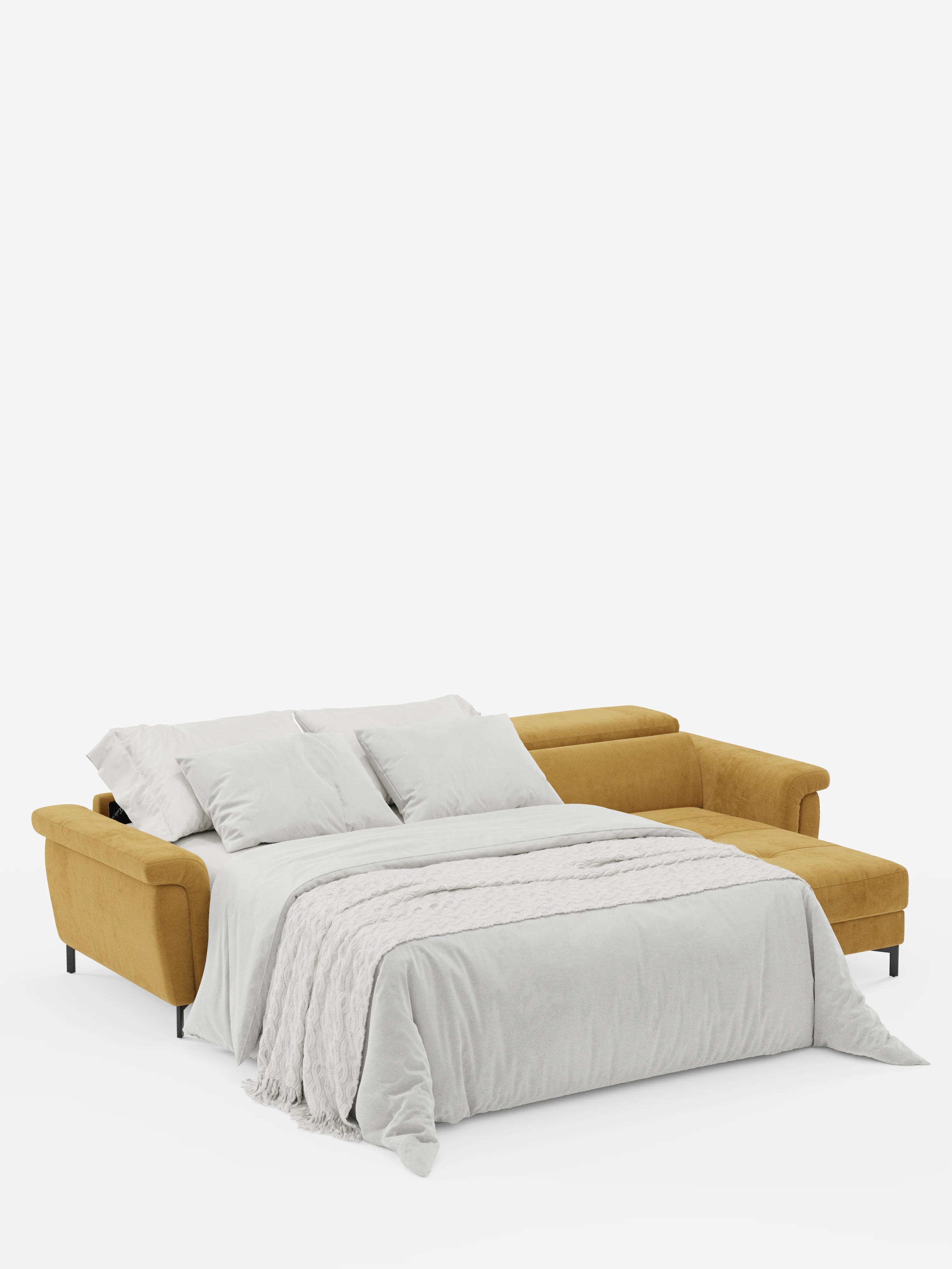 Capri Divano letto angolare con penisola contenitore e poggiatesta reclinabili - elegante tessuto smacchiabile T30