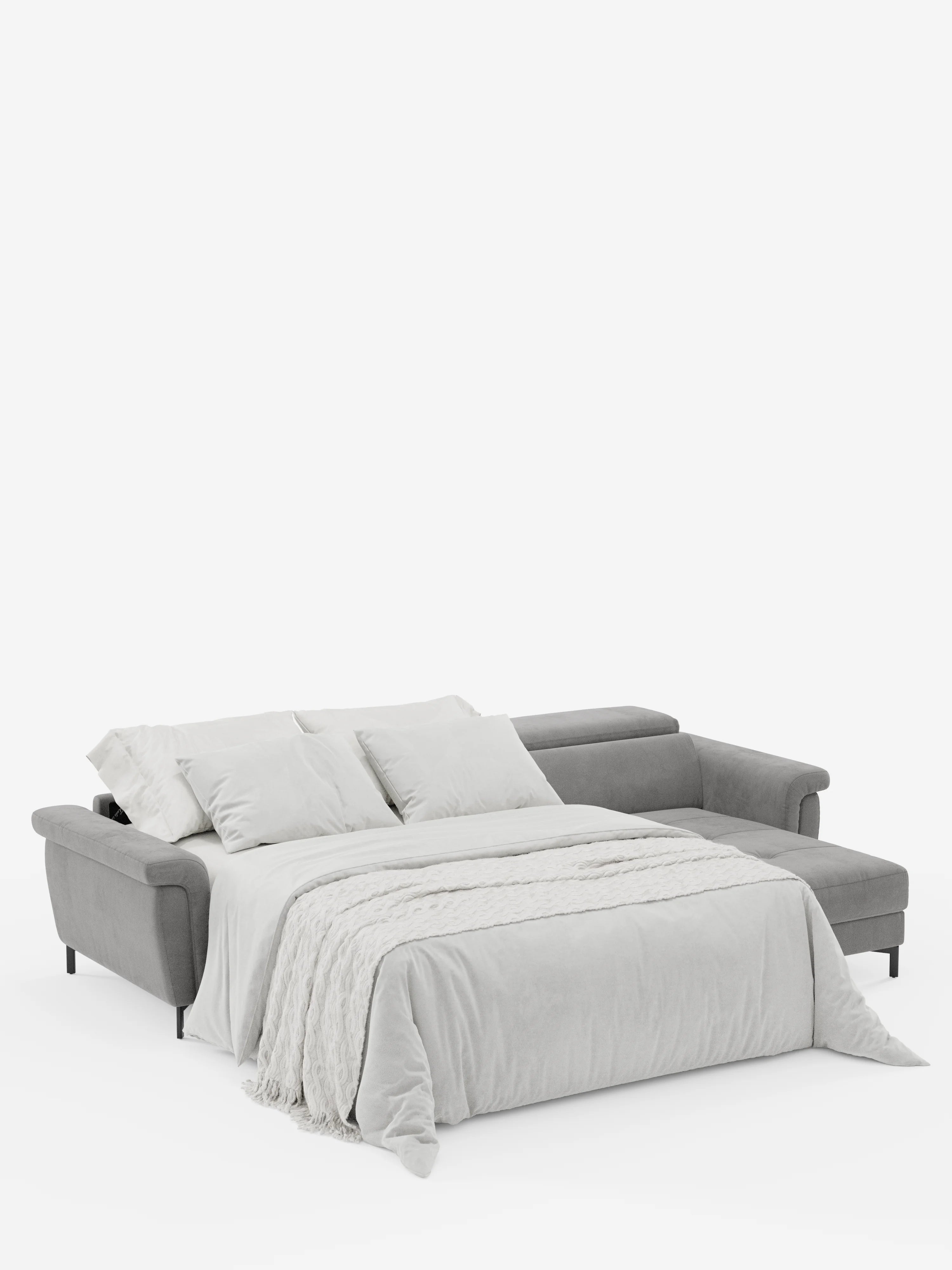 Capri Divano letto angolare con penisola contenitore e poggiatesta reclinabili - elegante tessuto smacchiabile T30