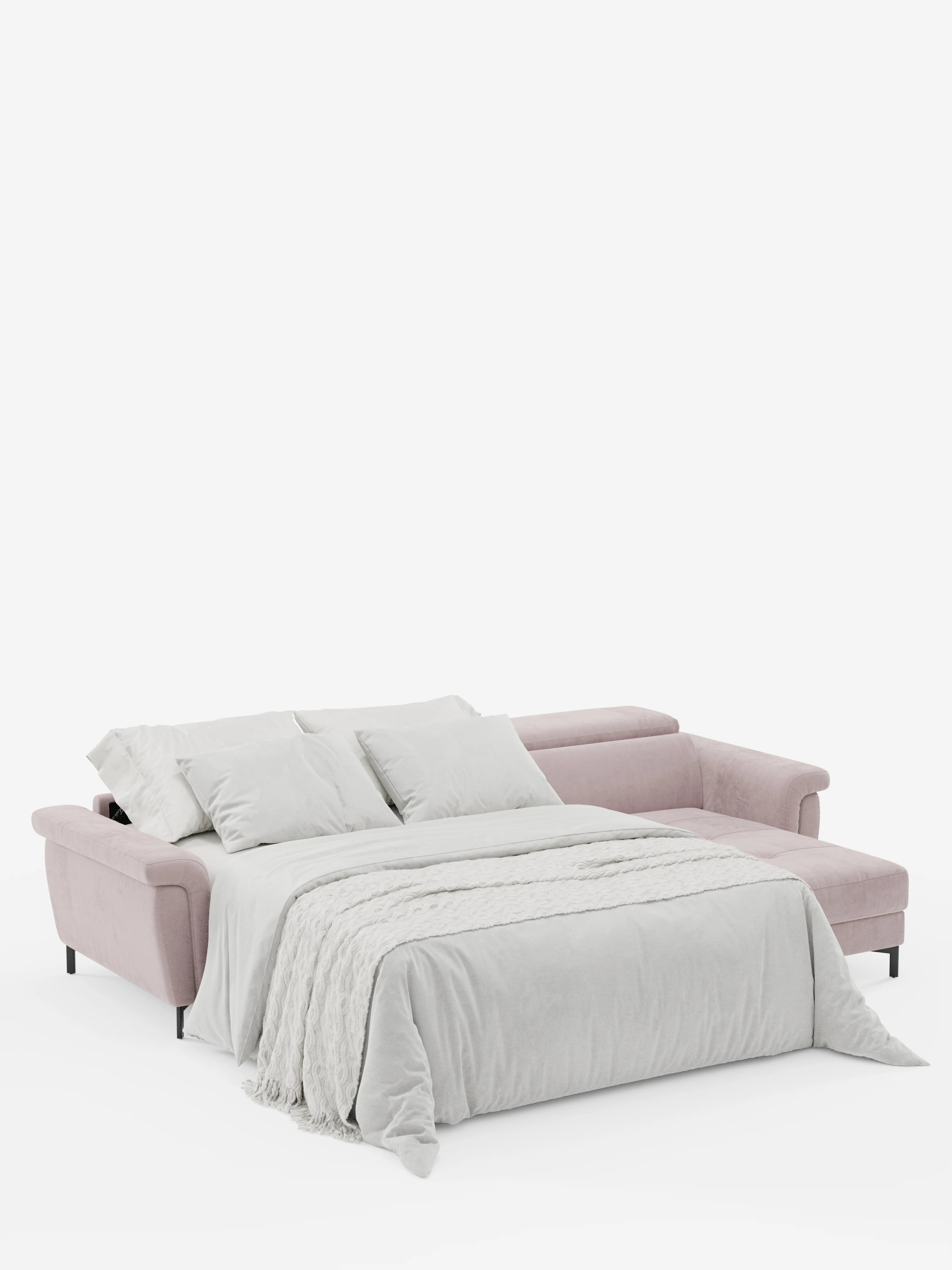 Capri Divano letto angolare con penisola contenitore e poggiatesta reclinabili - elegante tessuto smacchiabile T30