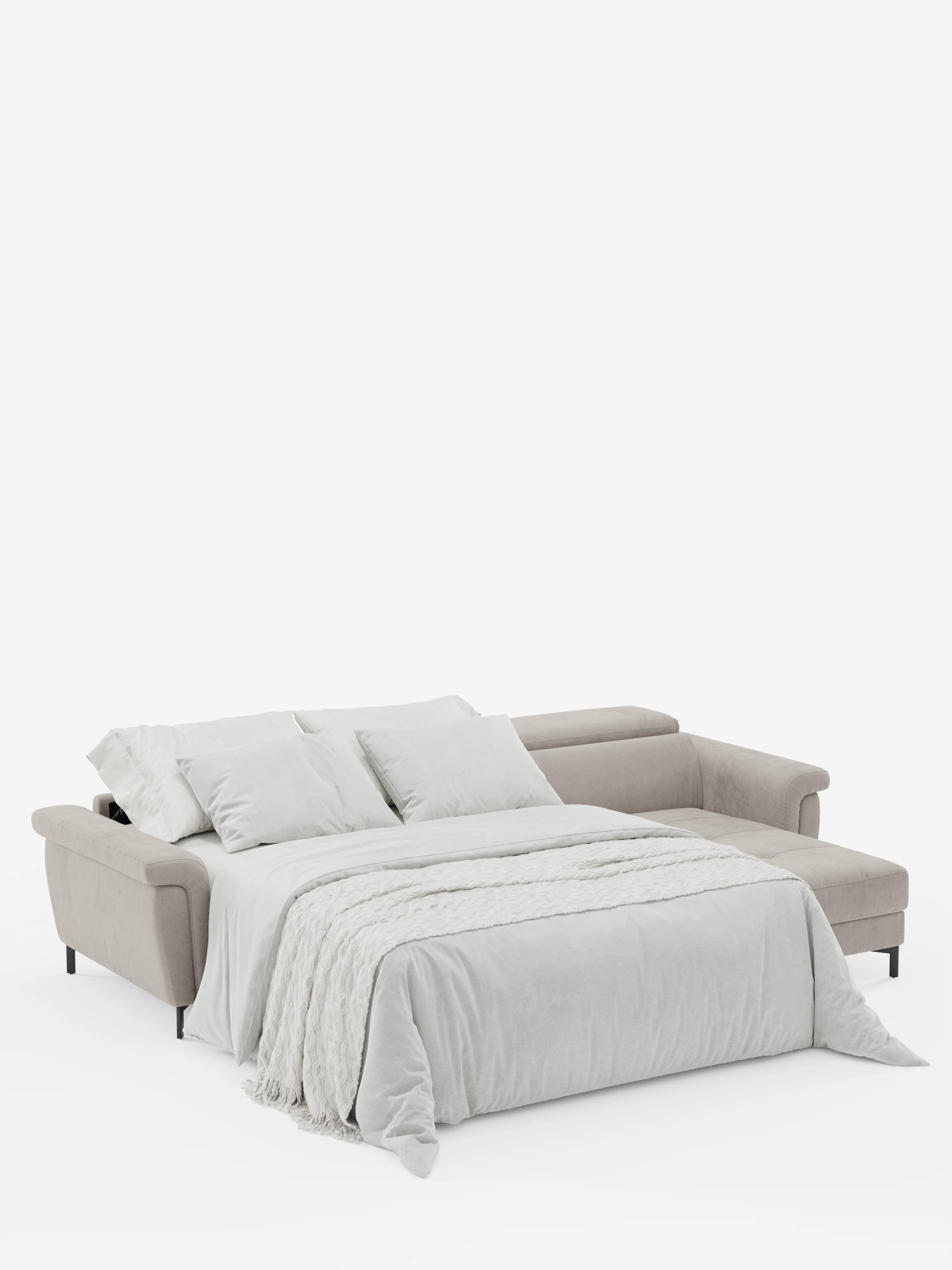 Capri Divano letto angolare con penisola contenitore e poggiatesta reclinabili - elegante tessuto smacchiabile T30
