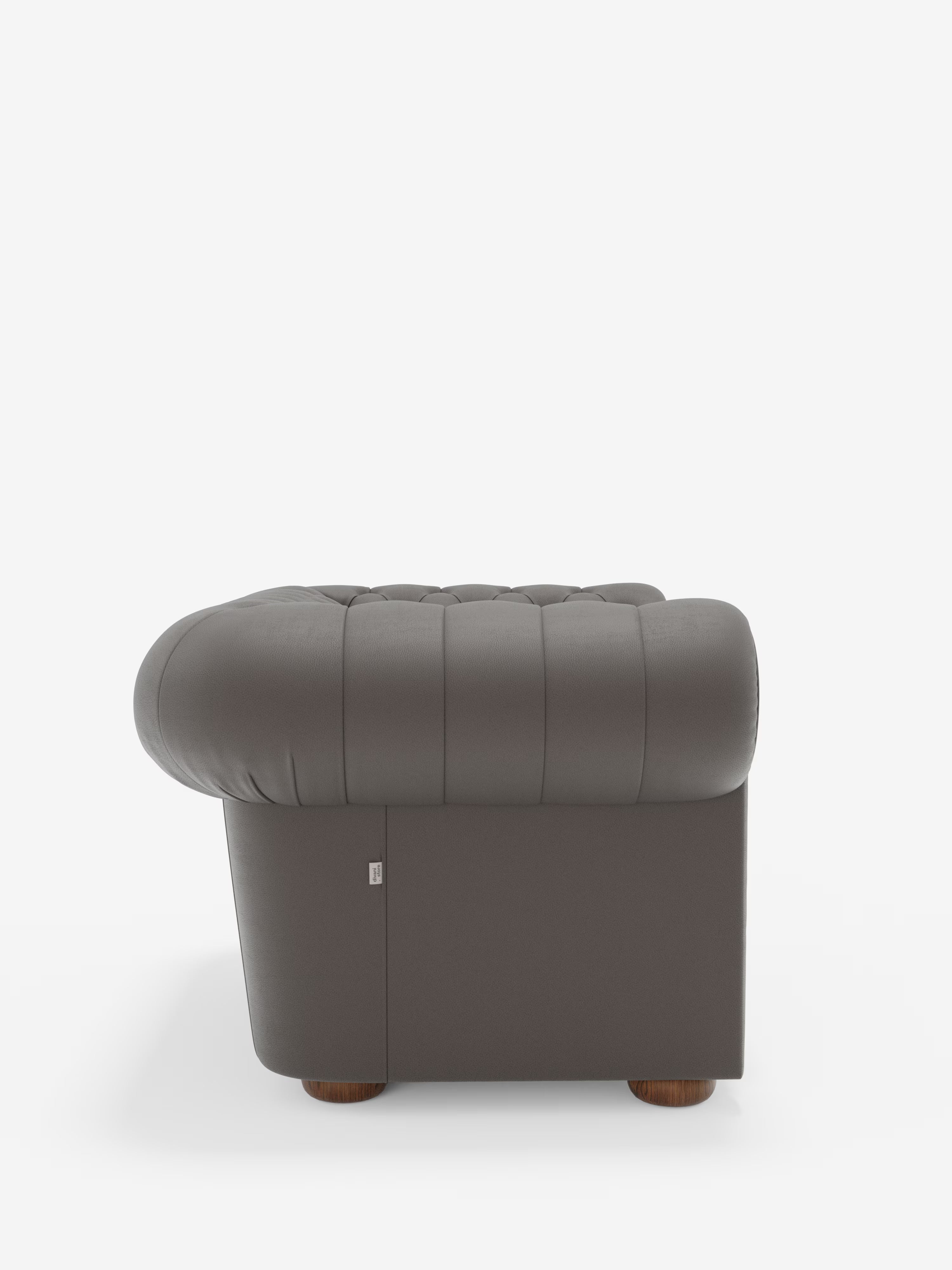 Chester sillón en piel auténtica de grosor con capitoné artesanal