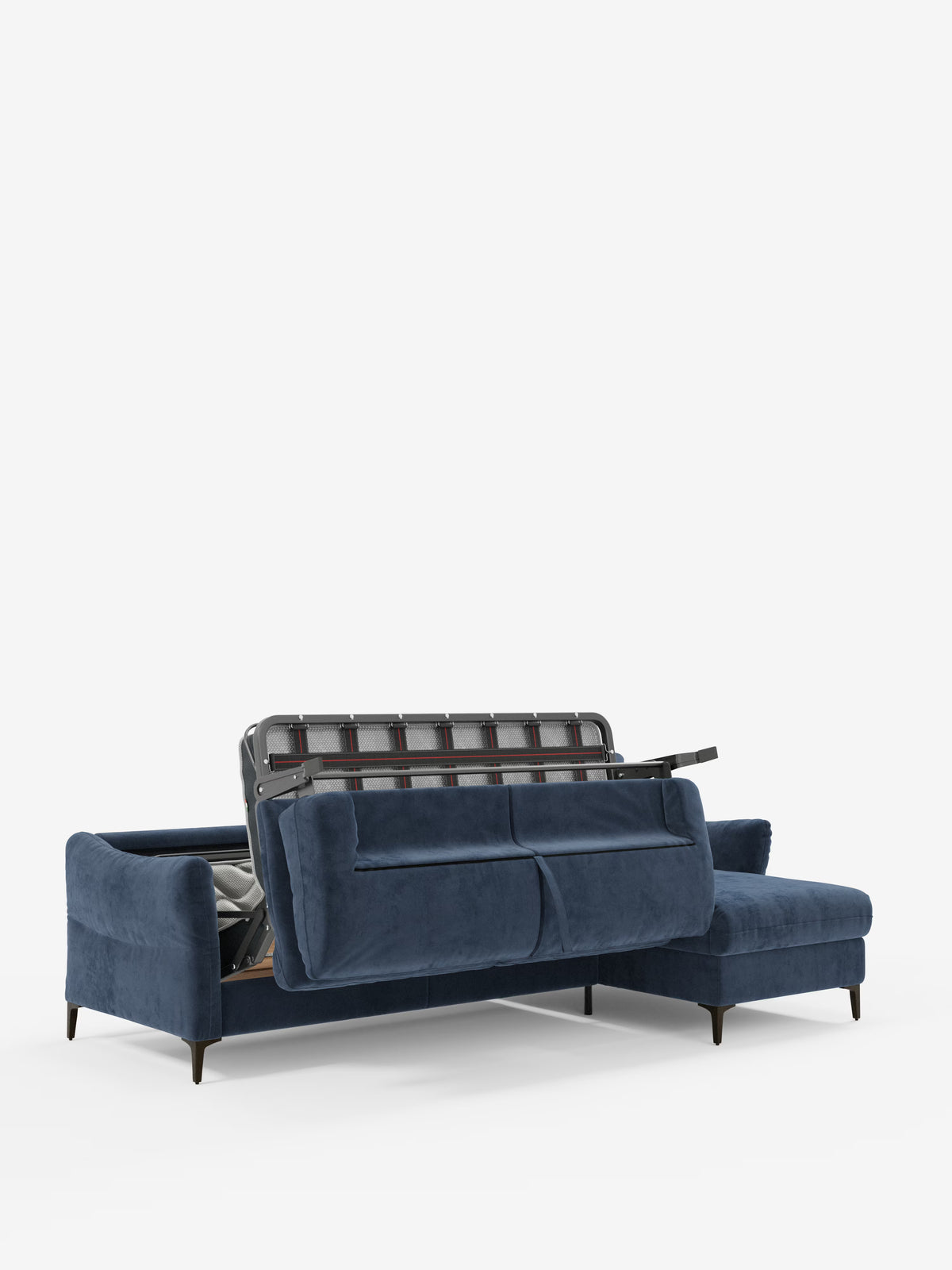 Dalia divano letto con penisola contenitore e materasso alto 18 cm - piedini alti e tessuto smacchiabile T30