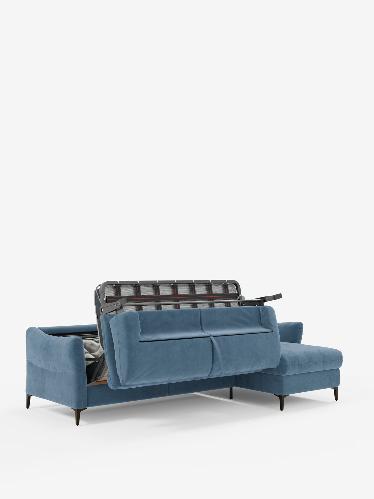 Dalia divano letto con penisola contenitore e materasso alto 18 cm - piedini alti e tessuto smacchiabile T30
