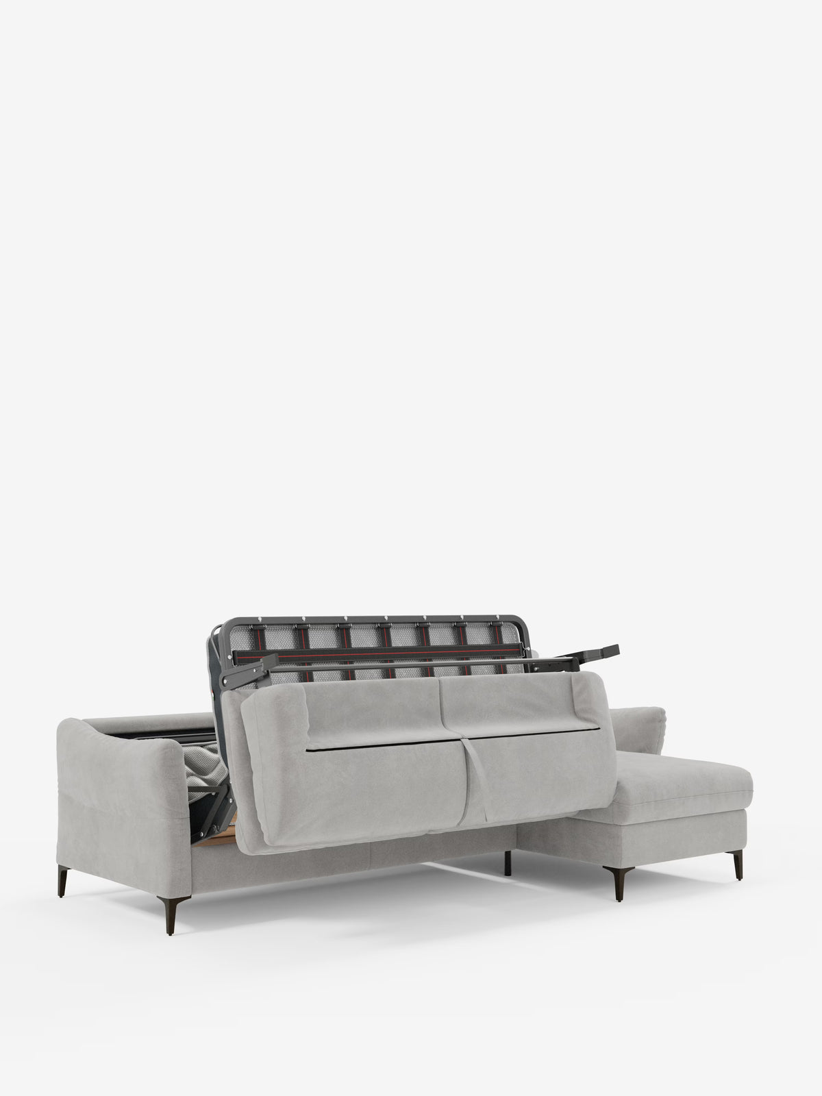 Dalia divano letto con penisola contenitore e materasso alto 18 cm - piedini alti e tessuto smacchiabile T30