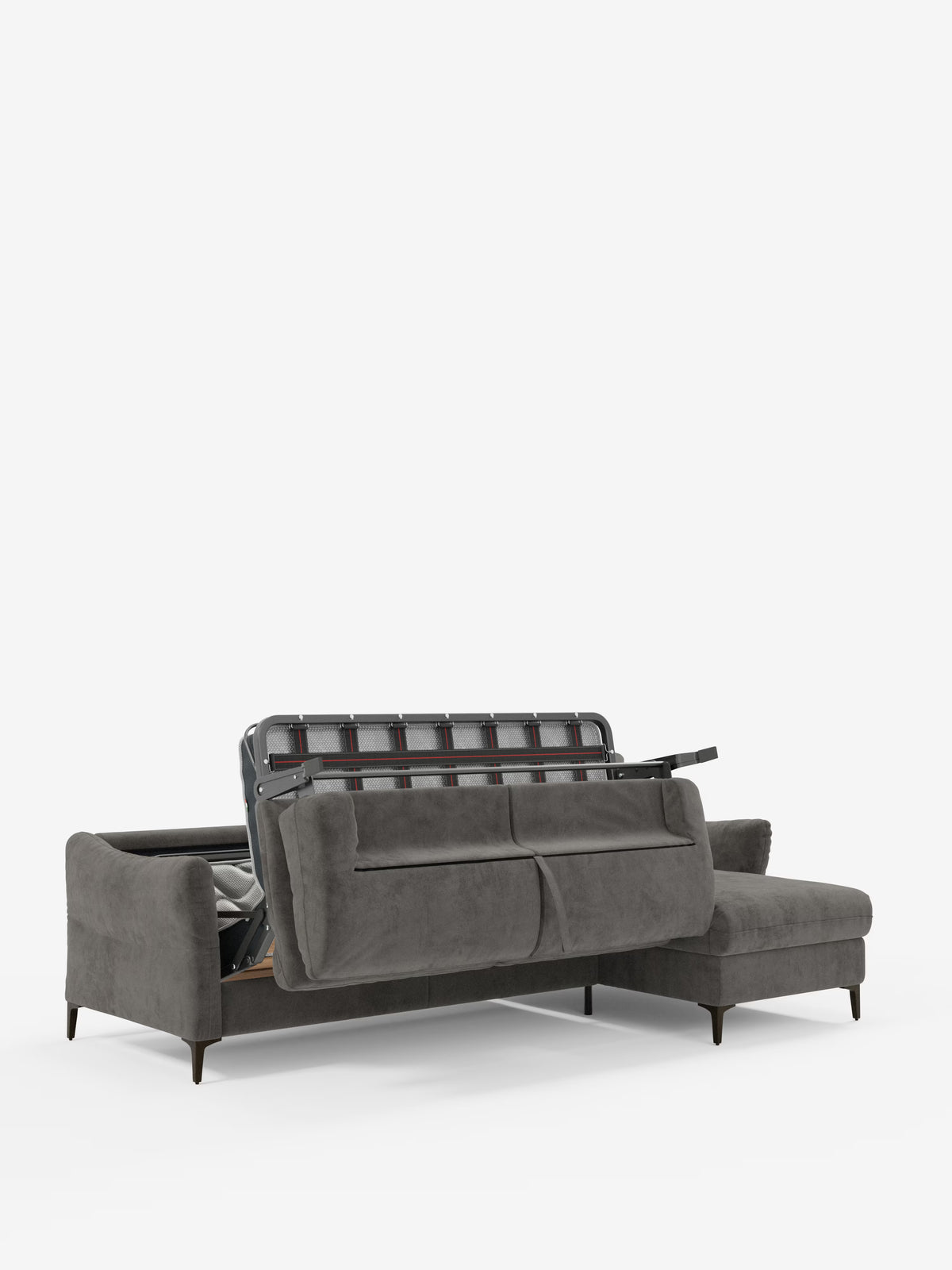 Dalia divano letto con penisola contenitore e materasso alto 18 cm - piedini alti e tessuto smacchiabile T30