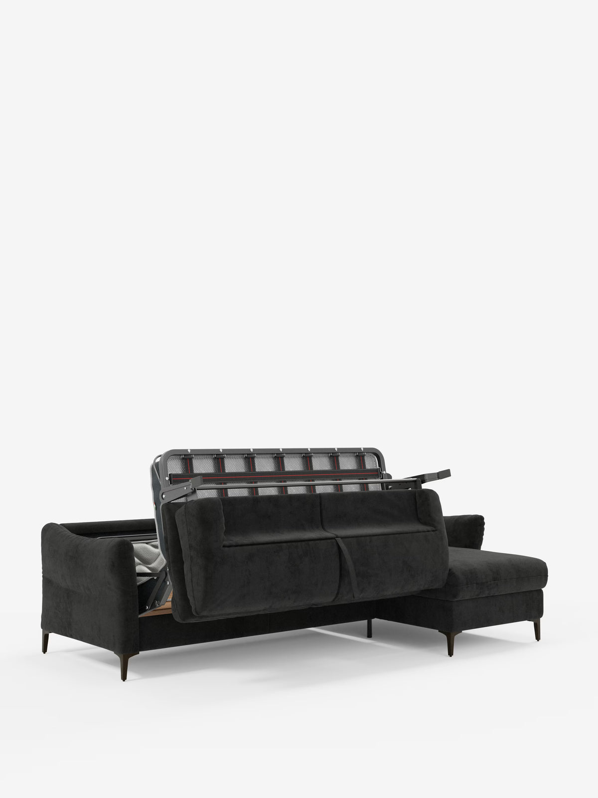 Dalia divano letto con penisola contenitore e materasso alto 18 cm - piedini alti e tessuto smacchiabile T30