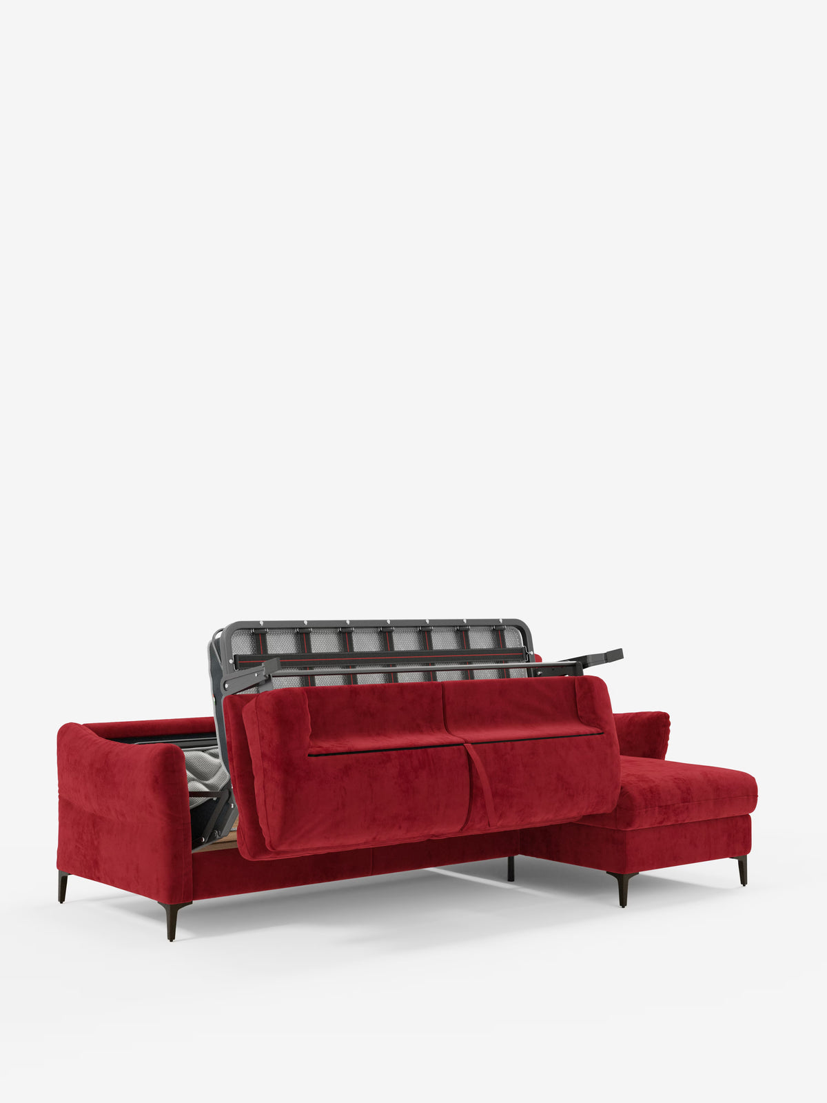 Dalia divano letto con penisola contenitore e materasso alto 18 cm - piedini alti e tessuto smacchiabile T30