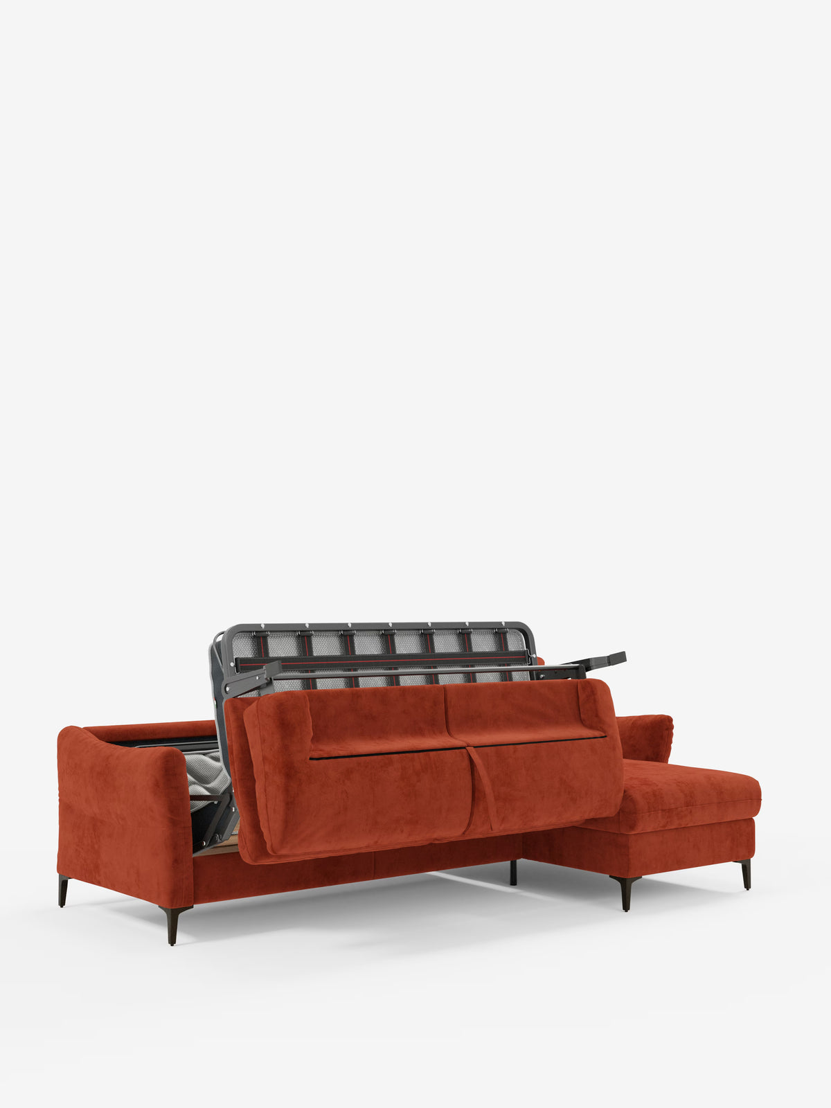Dalia divano letto con penisola contenitore e materasso alto 18 cm - piedini alti e tessuto smacchiabile T30