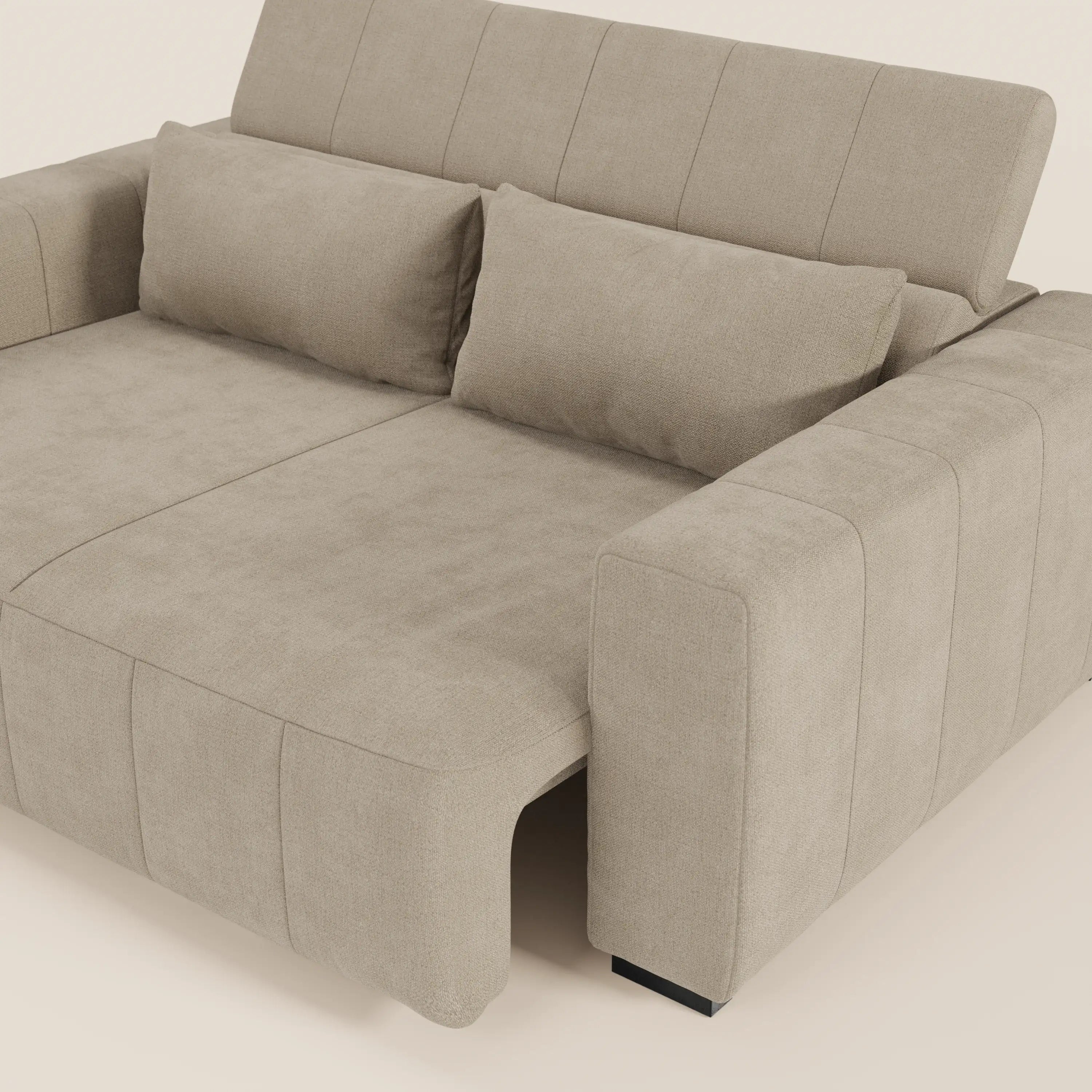 Doric divano 3 posti con sedute allungabili tramite relax elettrico - poggiatesta reclinabile in tessuto smacchiabile T23 - divani.store