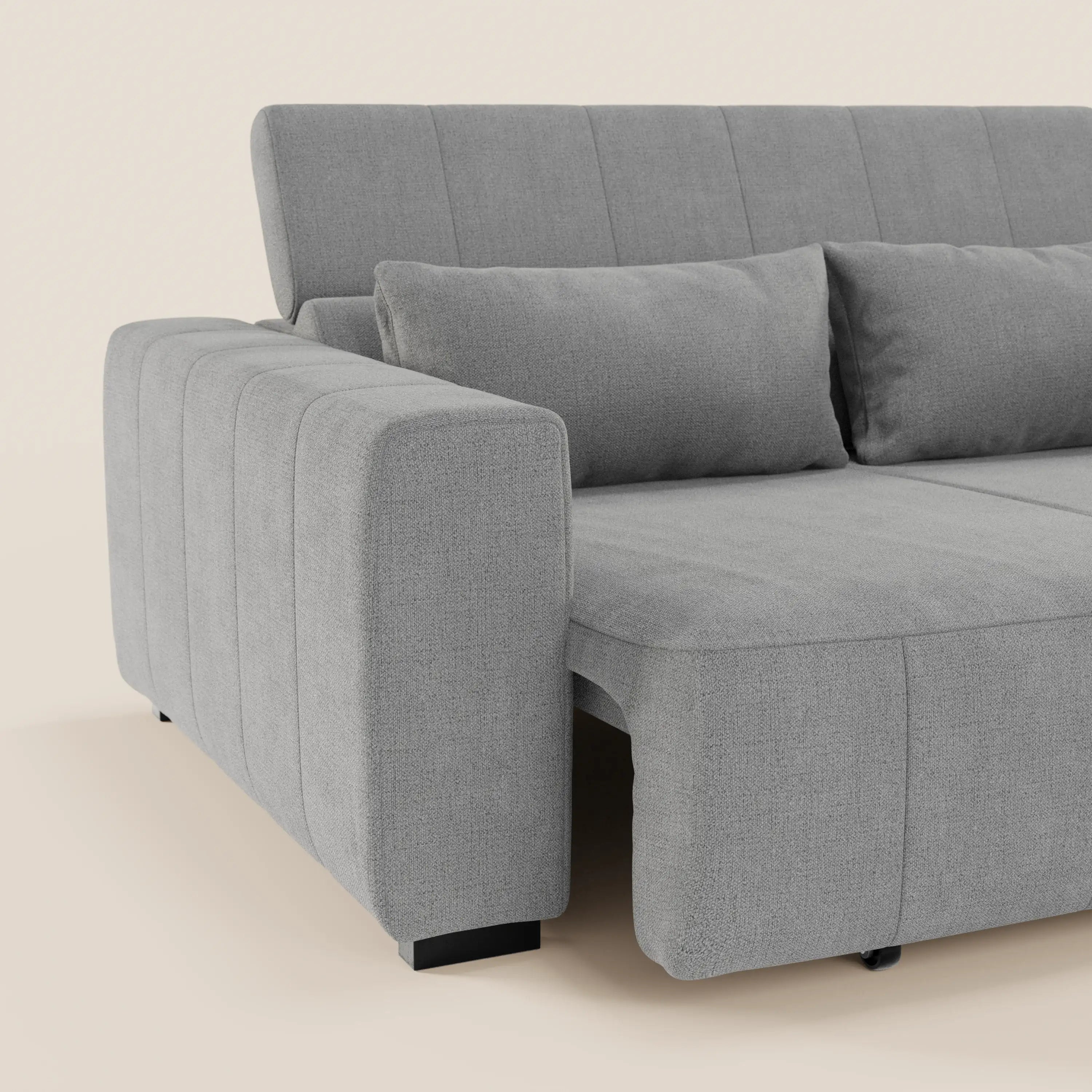 Doric Divano angolare con penisola e sedute allungabili con relax elettrico - poggiatesta reclinabili in tessuto smacchiabile T23 - divani.store