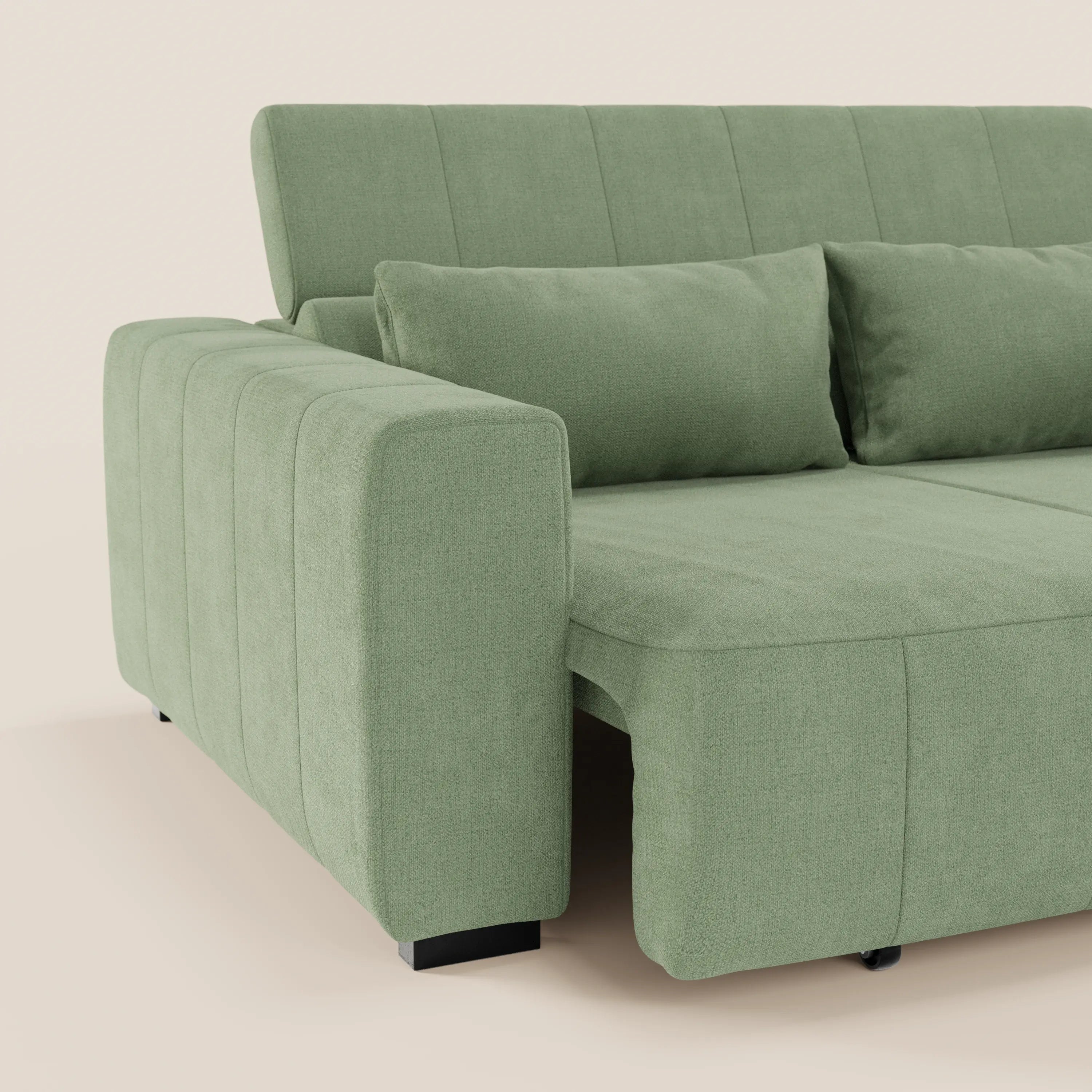 Doric Divano angolare con penisola e sedute allungabili con relax elettrico - poggiatesta reclinabili in tessuto smacchiabile T23 - divani.store