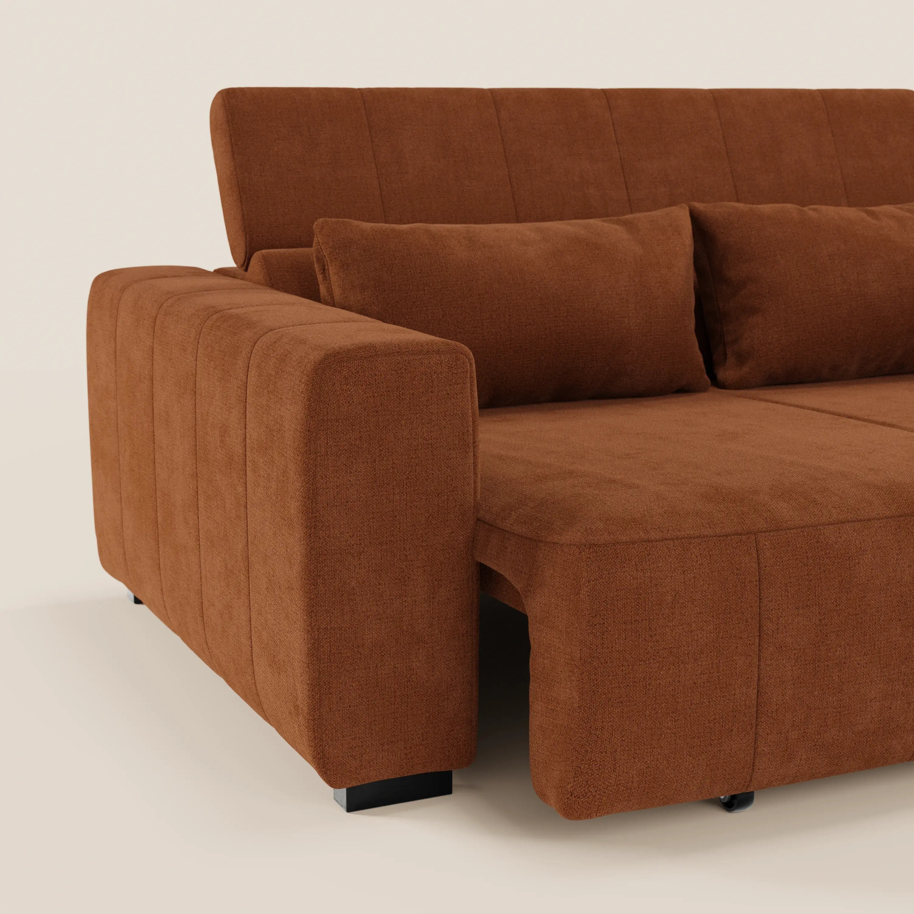 Doric Canapé d’angle avec méridienne et assises extensibles avec relaxation électrique - appuie-têtes inclinables en tissu anti-taches T23