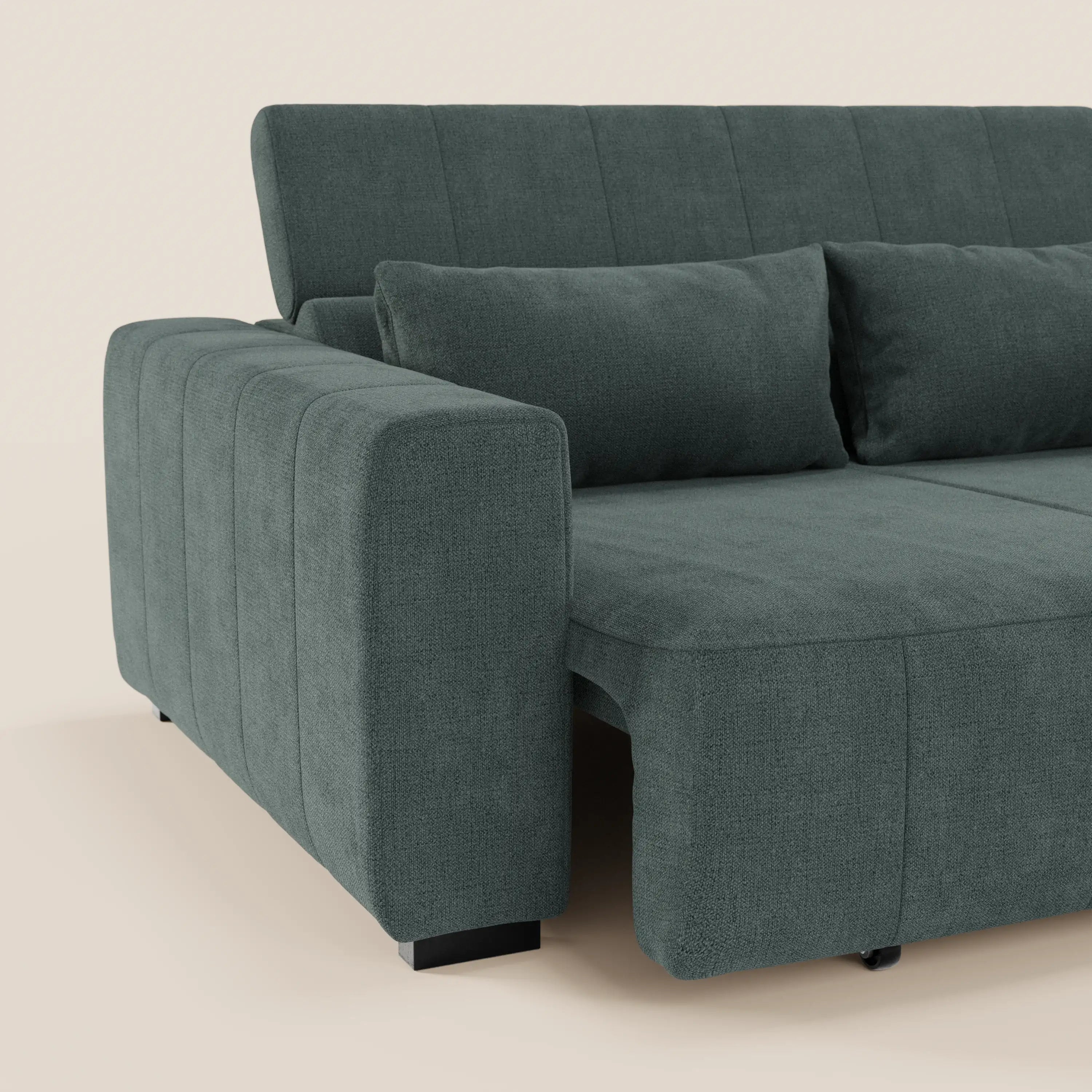 Doric Canapé d’angle avec méridienne et assises extensibles avec relaxation électrique - appuie-têtes inclinables en tissu anti-taches T23