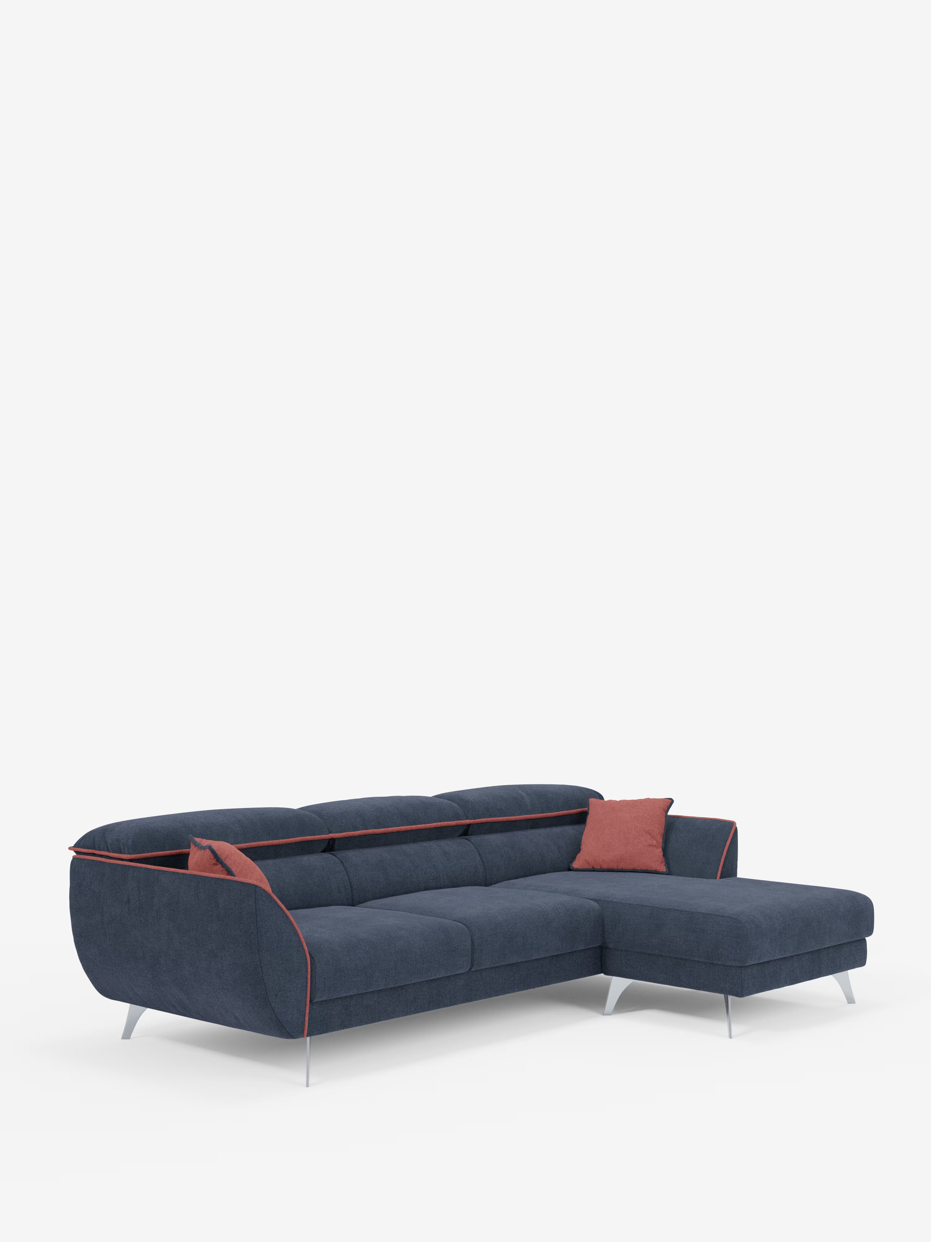 Michelangelo Sofá esquinero bicolor con chaise longue y asientos extensibles - reposacabezas reclinables en tejido antimanchas T23