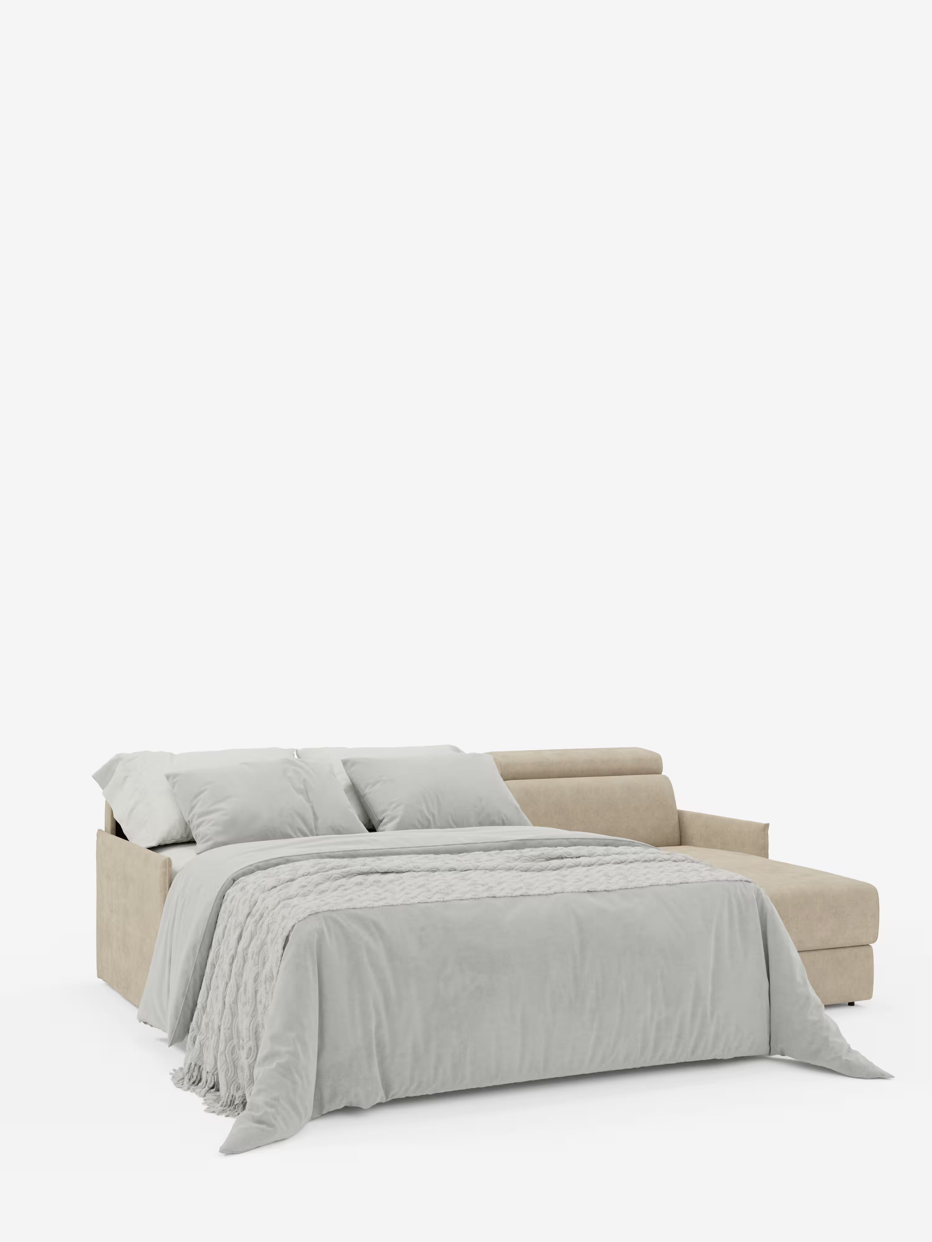 Miryam sofá cama esquinero compacto - reposacabezas reclinables y chaise longue con almacenaje en tejido antimanchas T31