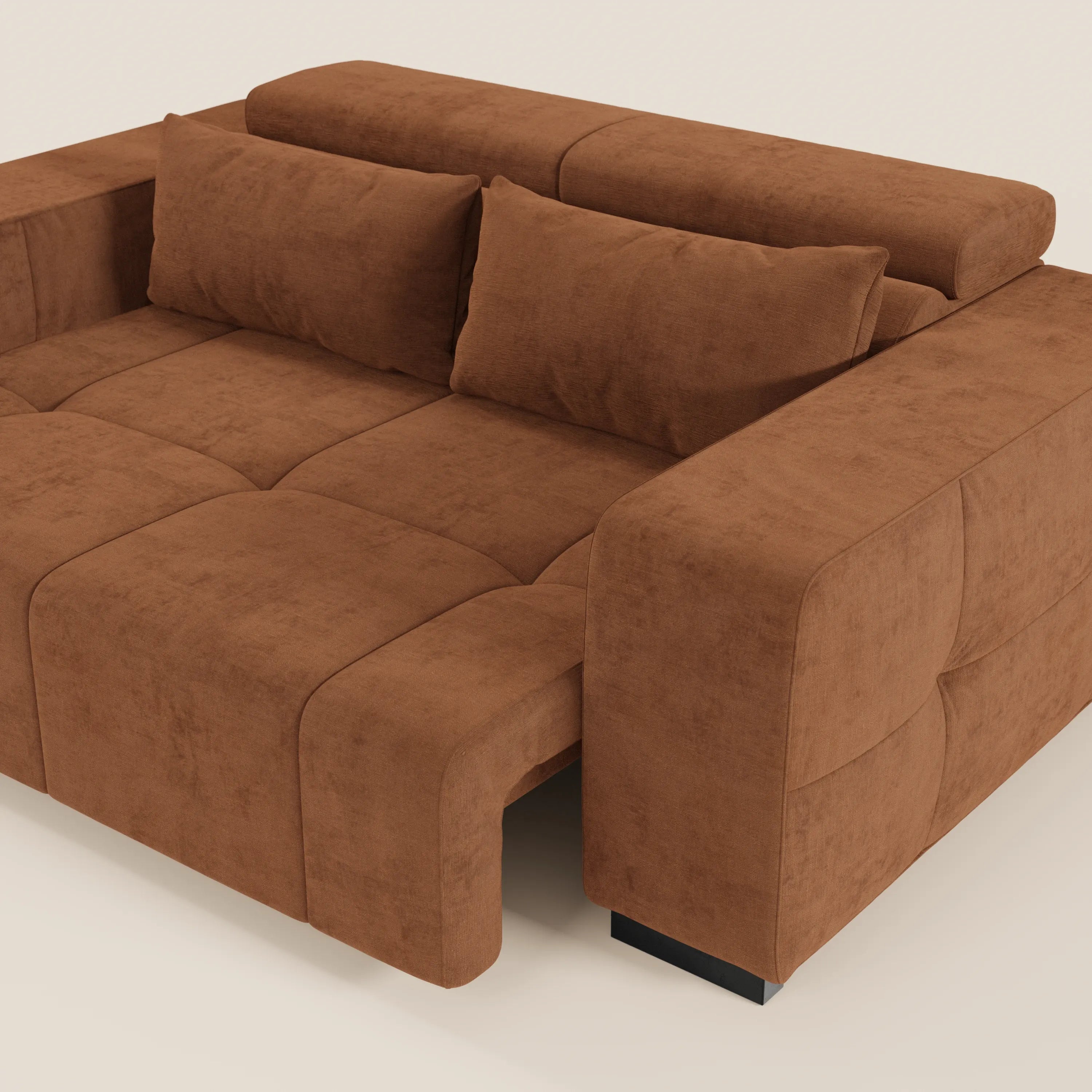Monarch Divano con Relax Elettrico per allungamento sedute e Poggiatesta Reclinabile in tessuto morbido smacchiabile T31 - divani.store