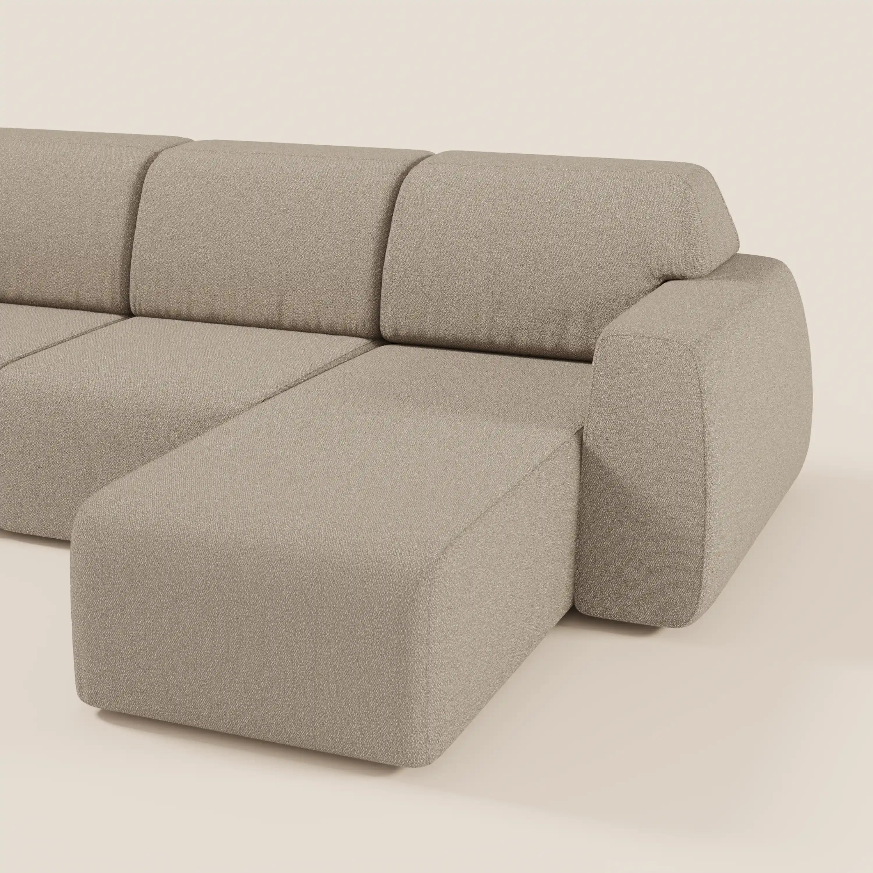 Orbit Divano angolare con penisola reversibile e tutte le sedute allungabili in tessuto smacchiabile effetto cotone T33 - divani.store