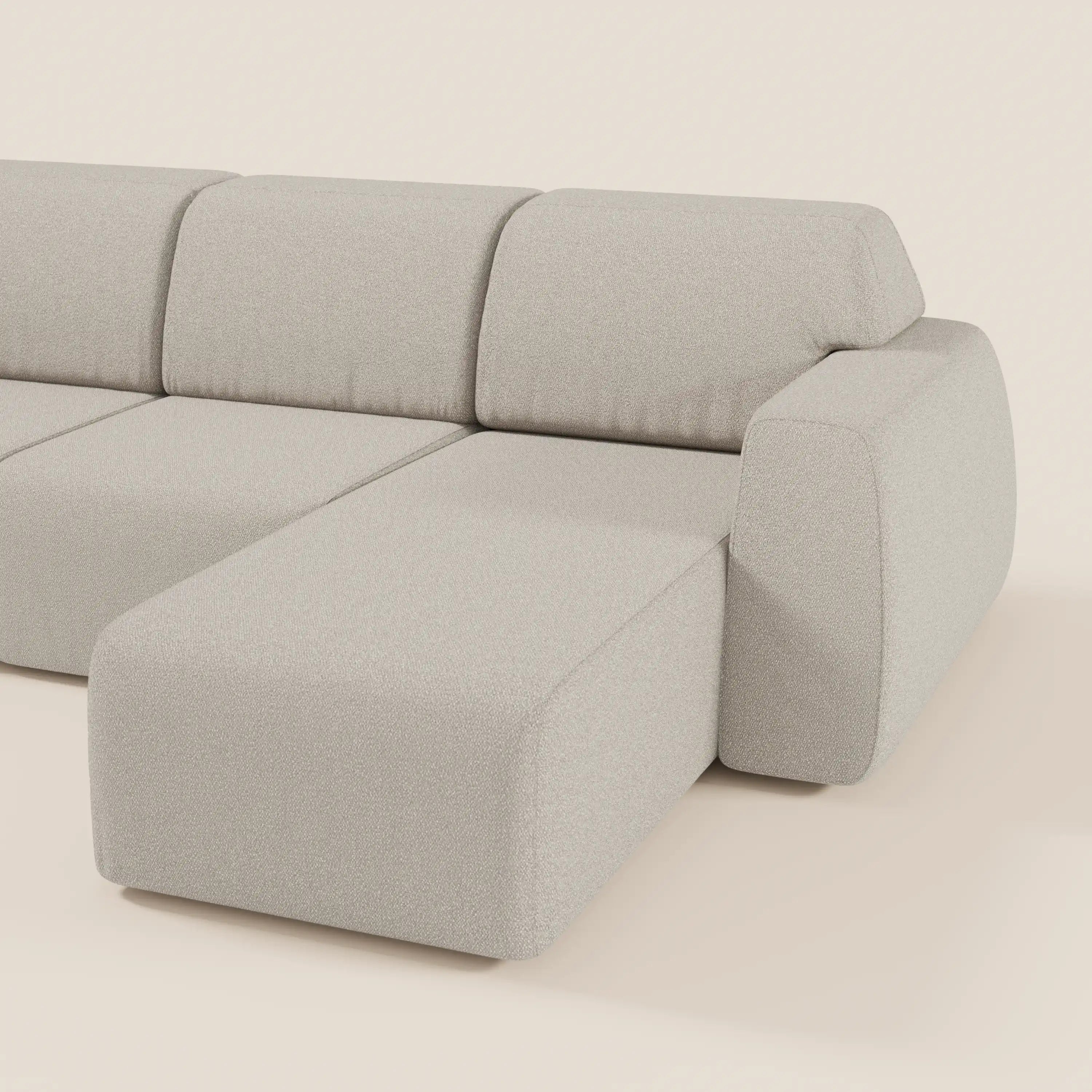 Orbit Divano angolare con penisola reversibile e tutte le sedute allungabili in tessuto smacchiabile effetto cotone T33 - divani.store