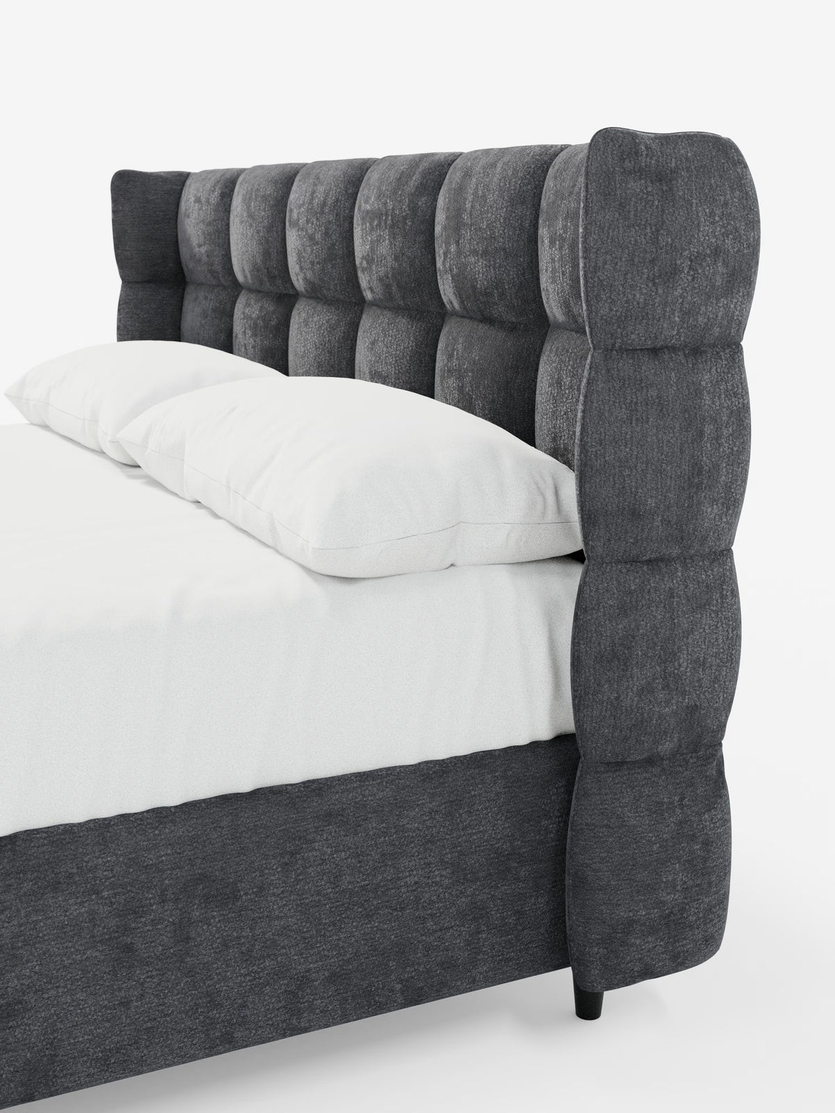 RAGNAR letto imbottito con vano contenitore e testiera capitonné avvolgente - elegante tessuto certificato Oeko-Tex®