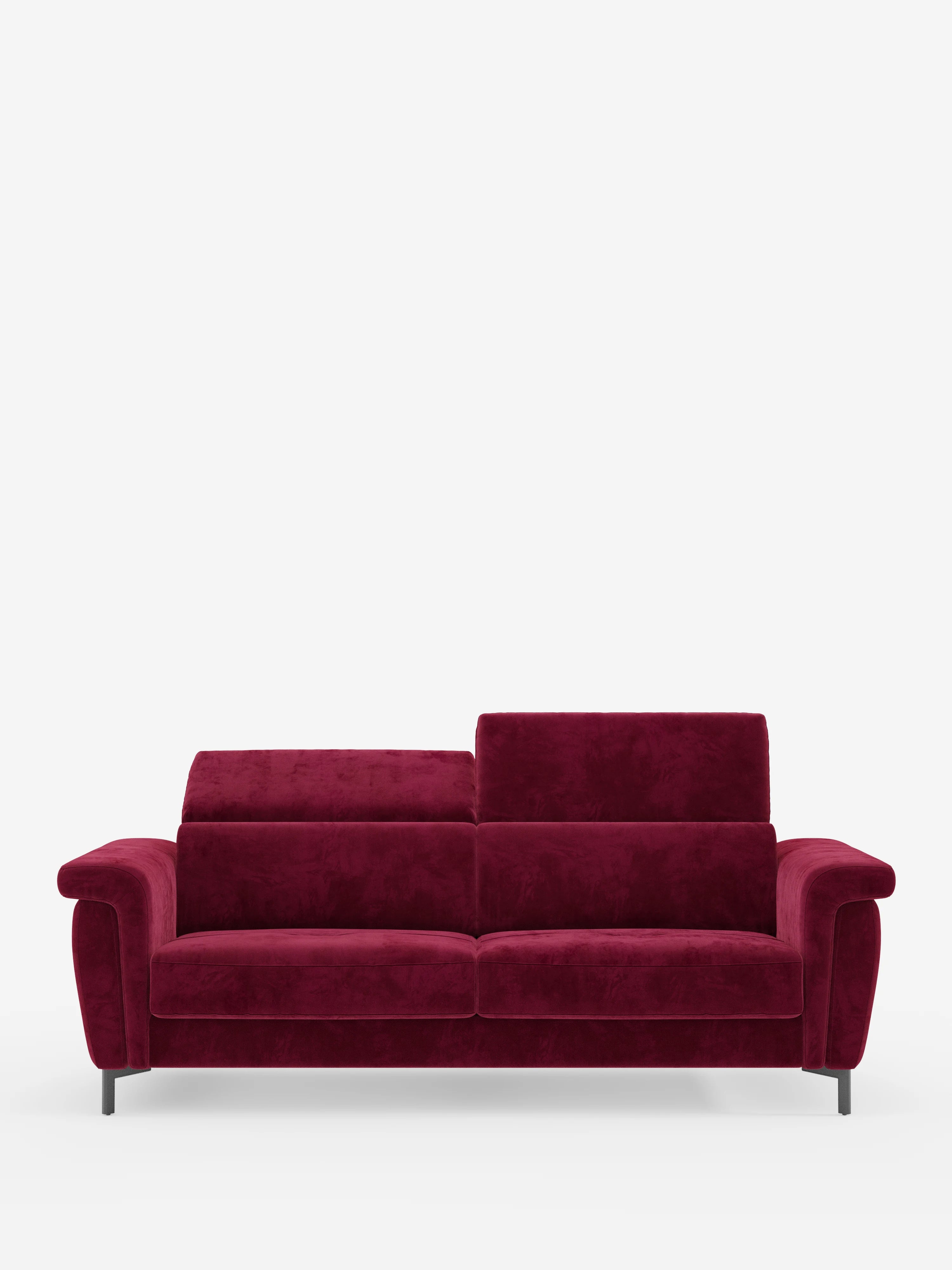 Capri divano letto di design con piedini alti - poggiatesta reclinabili in raffinato tessuto effetto velluto smacchiabile T30