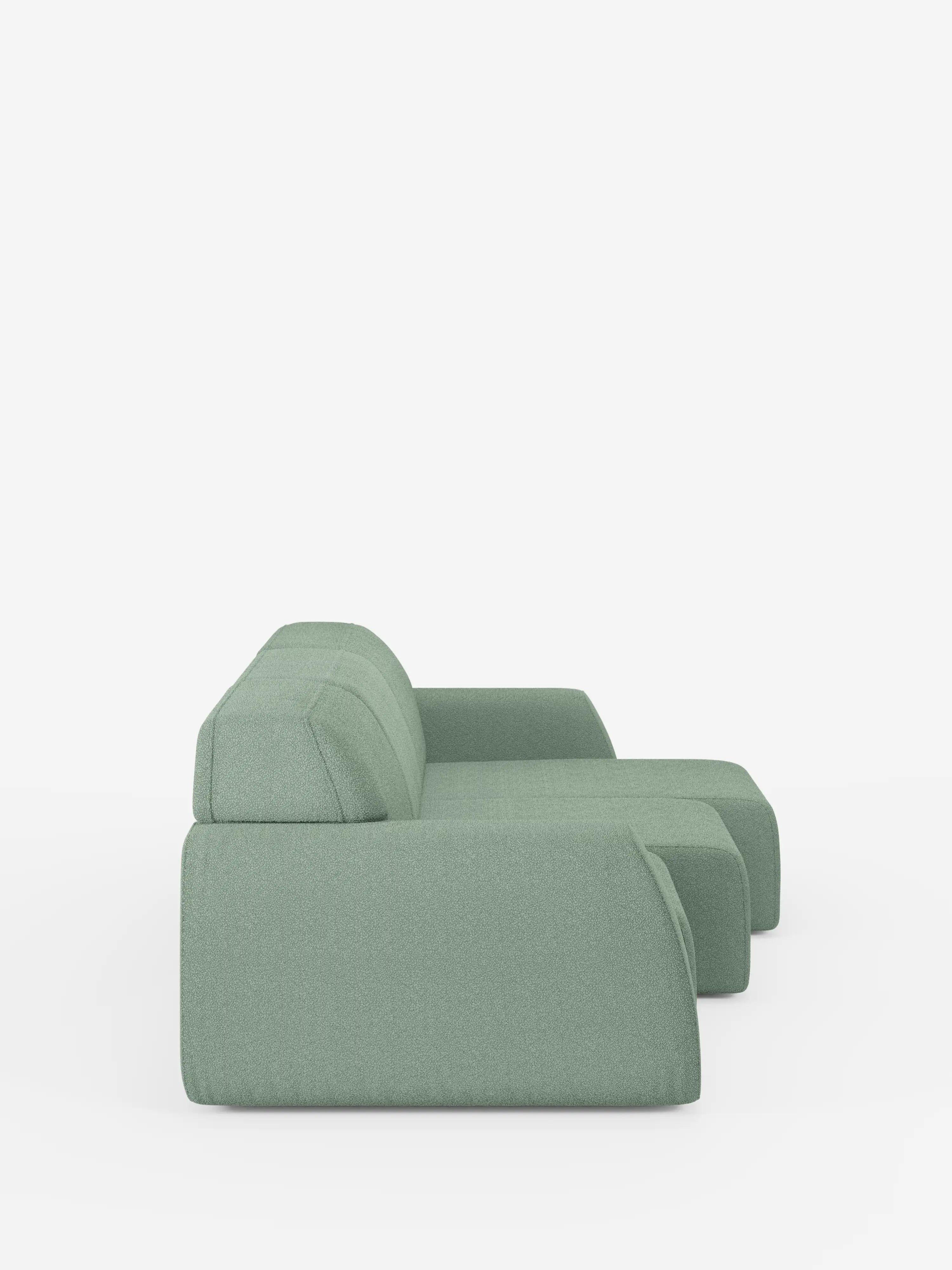 Orbit Sofa mit 3 verschiebbaren und ausziehbaren Sitzen aus schmutzabweisendem Stoff in Baumwolloptik T33