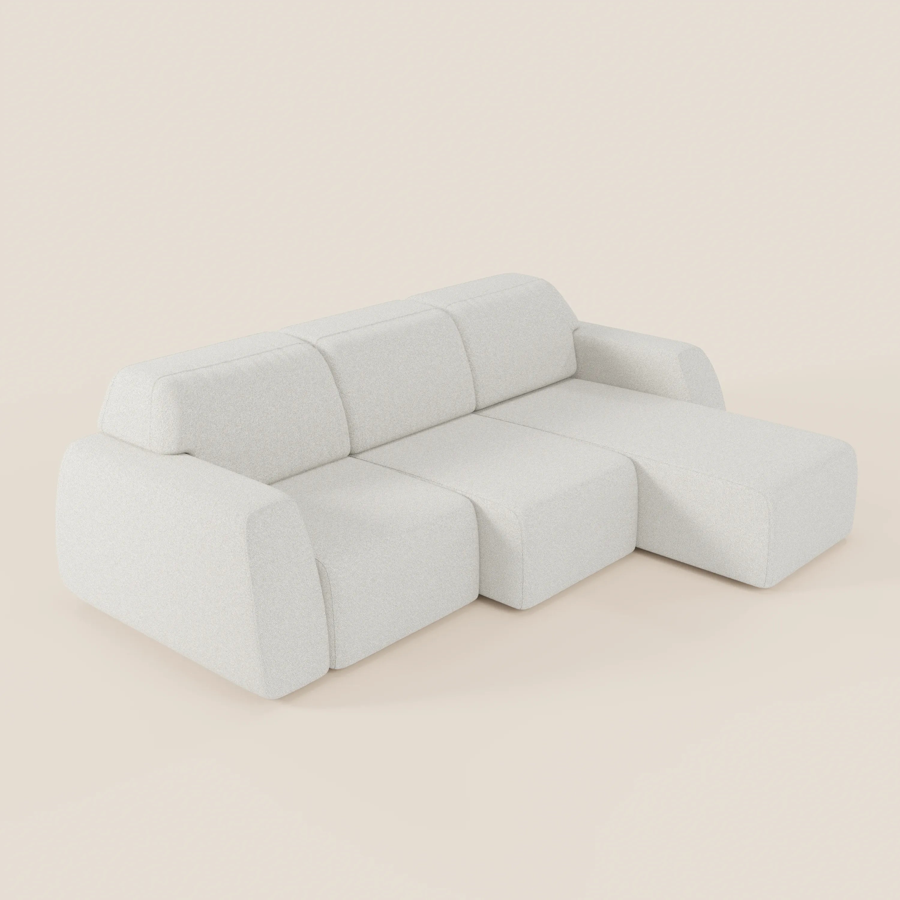 Orbit Divano angolare con penisola reversibile e tutte le sedute allungabili in tessuto smacchiabile effetto cotone T33 - divani.store