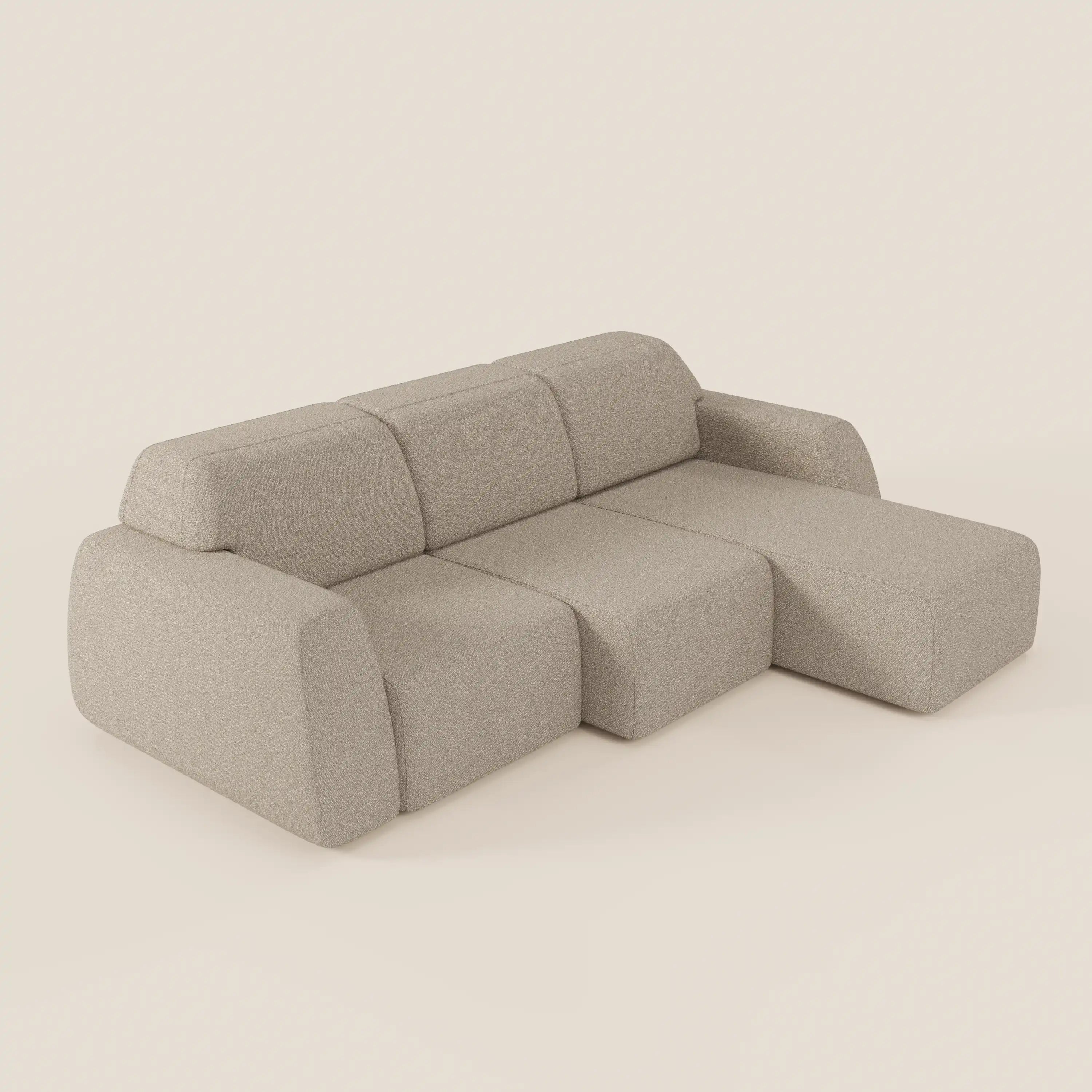 Orbit Divano angolare con penisola reversibile e tutte le sedute allungabili in tessuto smacchiabile effetto cotone T33 - divani.store