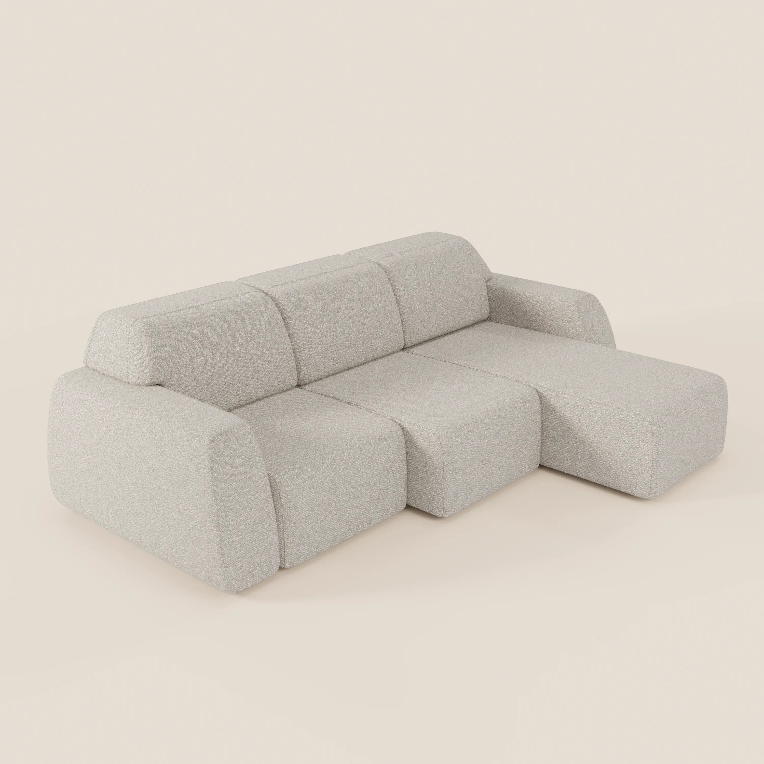 Orbit Divano angolare con penisola reversibile e tutte le sedute allungabili in tessuto smacchiabile effetto cotone T33 - divani.store