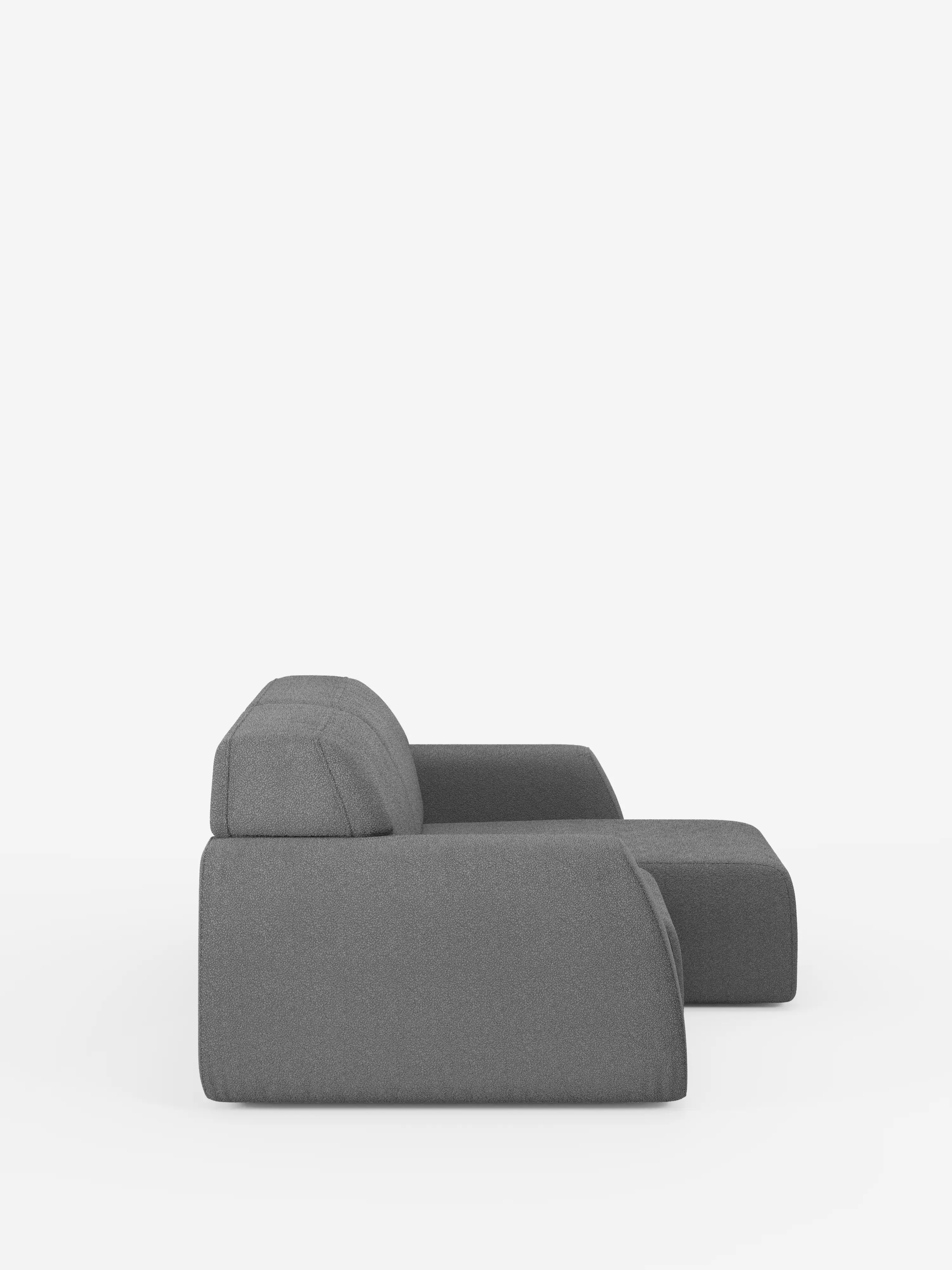 Il divano Orbit a 2 e 3 posti con sedute scorrevoli di Divani.Store è raffigurato in una vista laterale su sfondo bianco. Completamente sfoderabile in tessuto smacchiabile effetto cotone T33, questo divano moderno presenta un design contemporaneo caratterizzato da linee morbide e pulite, una seduta ampia e uno schienale leggermente inclinato. Dallo stile minimalista e modulare, il divano Orbit è privo di gambe e decorazioni a vista, per un look elegante e discreto.