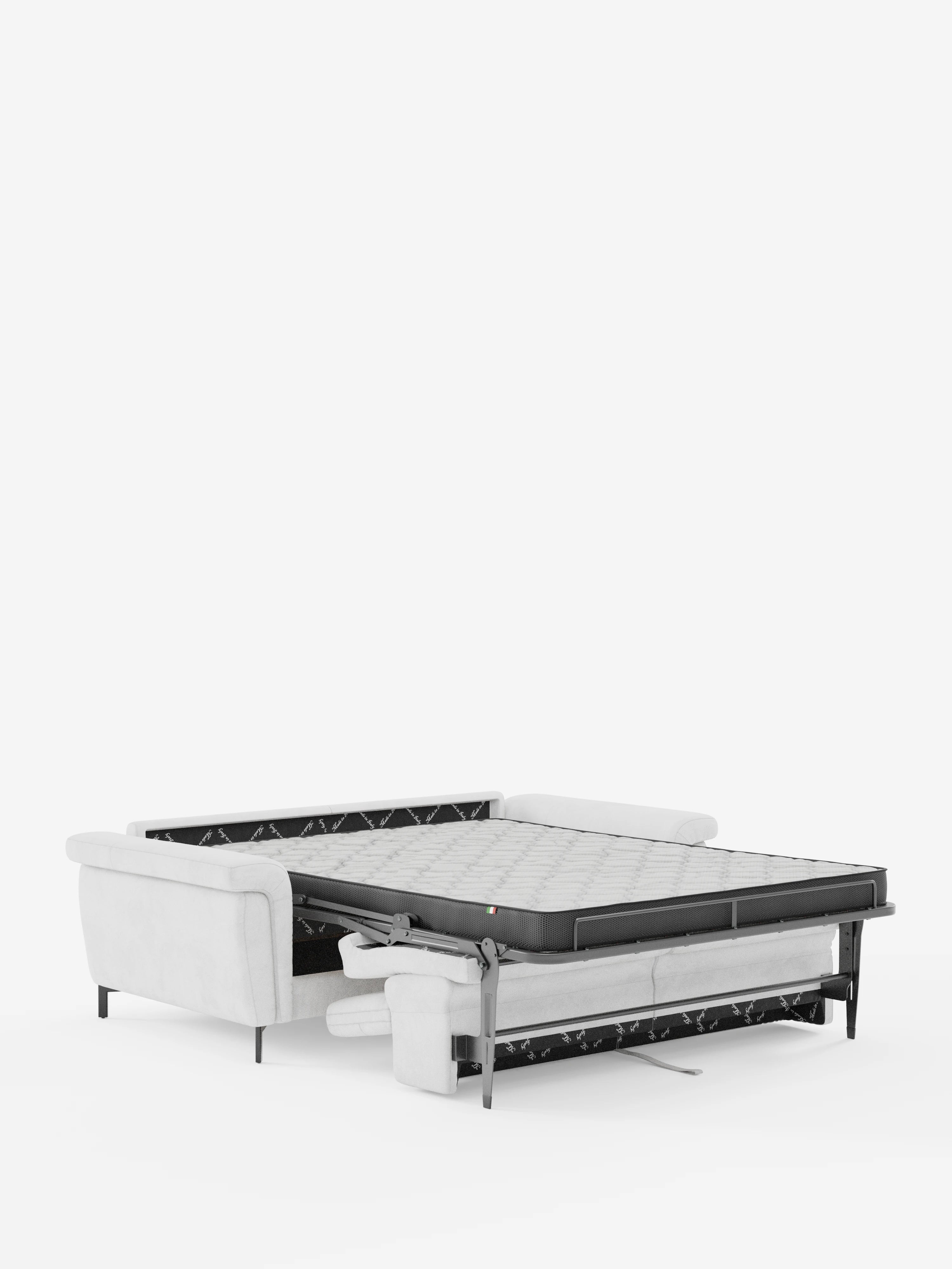 Capri divano letto di design con piedini alti - poggiatesta reclinabili in raffinato tessuto effetto velluto smacchiabile T30