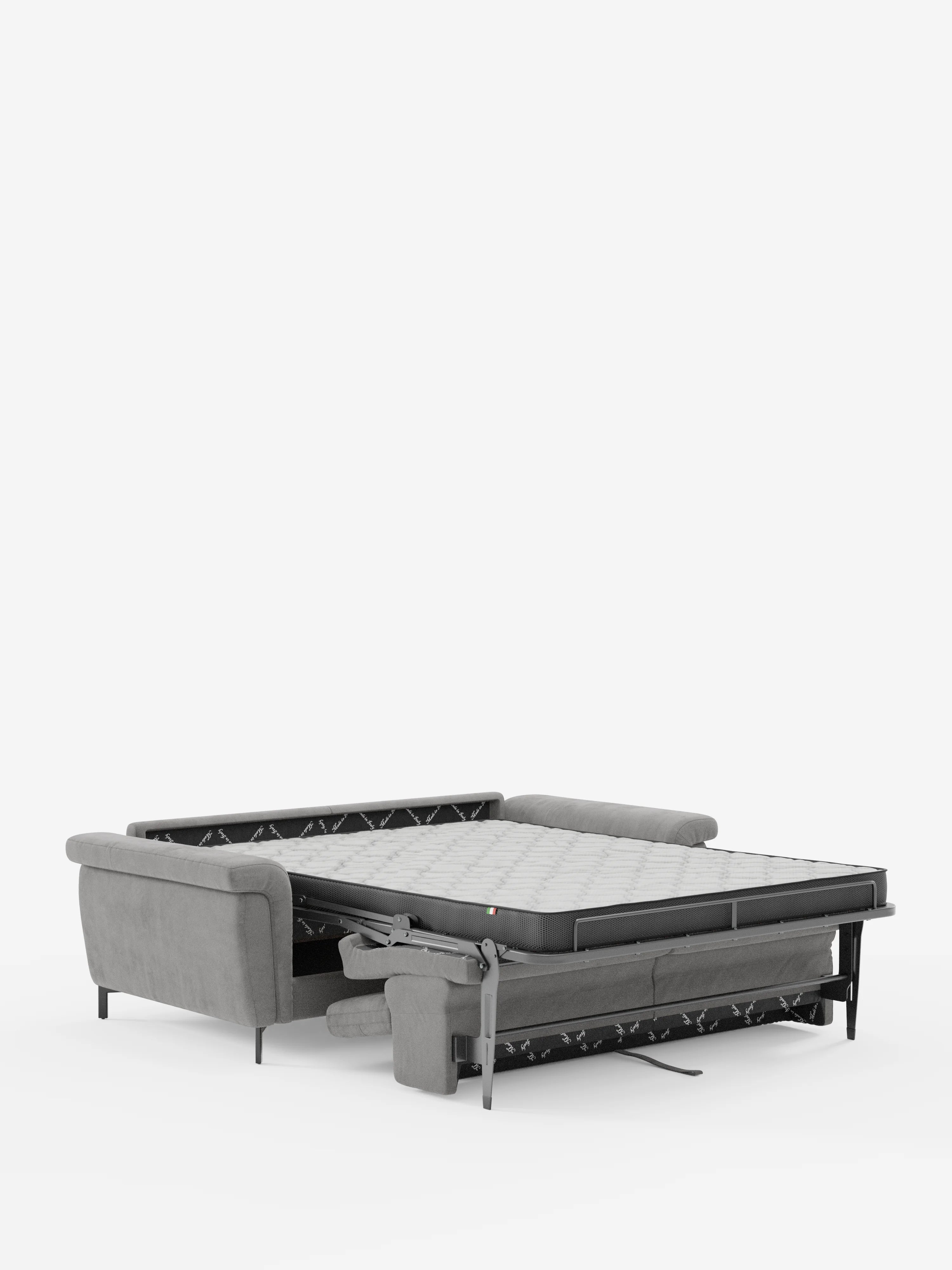 Capri divano letto di design con piedini alti - poggiatesta reclinabili in raffinato tessuto effetto velluto smacchiabile T30