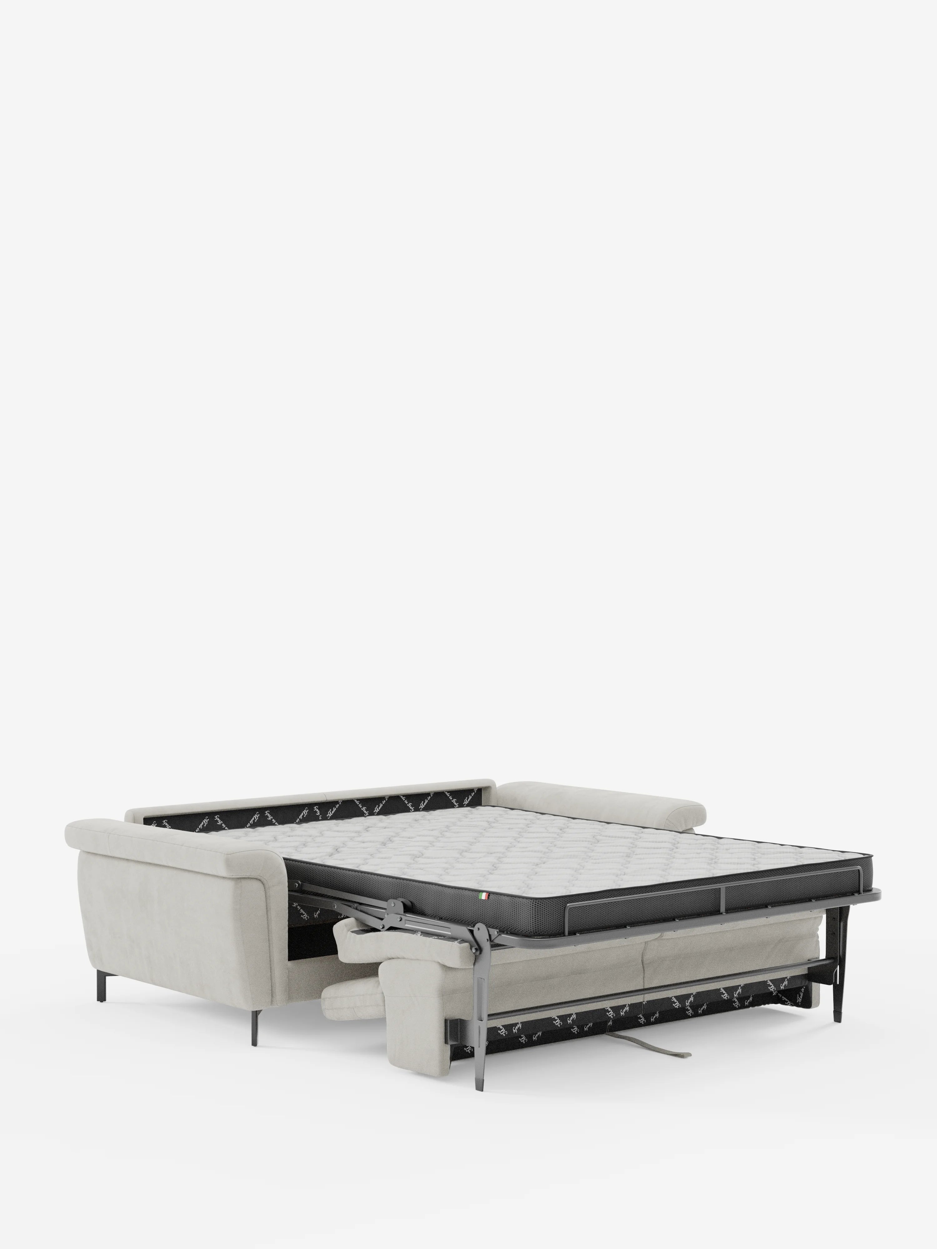 Capri divano letto di design con piedini alti - poggiatesta reclinabili in raffinato tessuto effetto velluto smacchiabile T30
