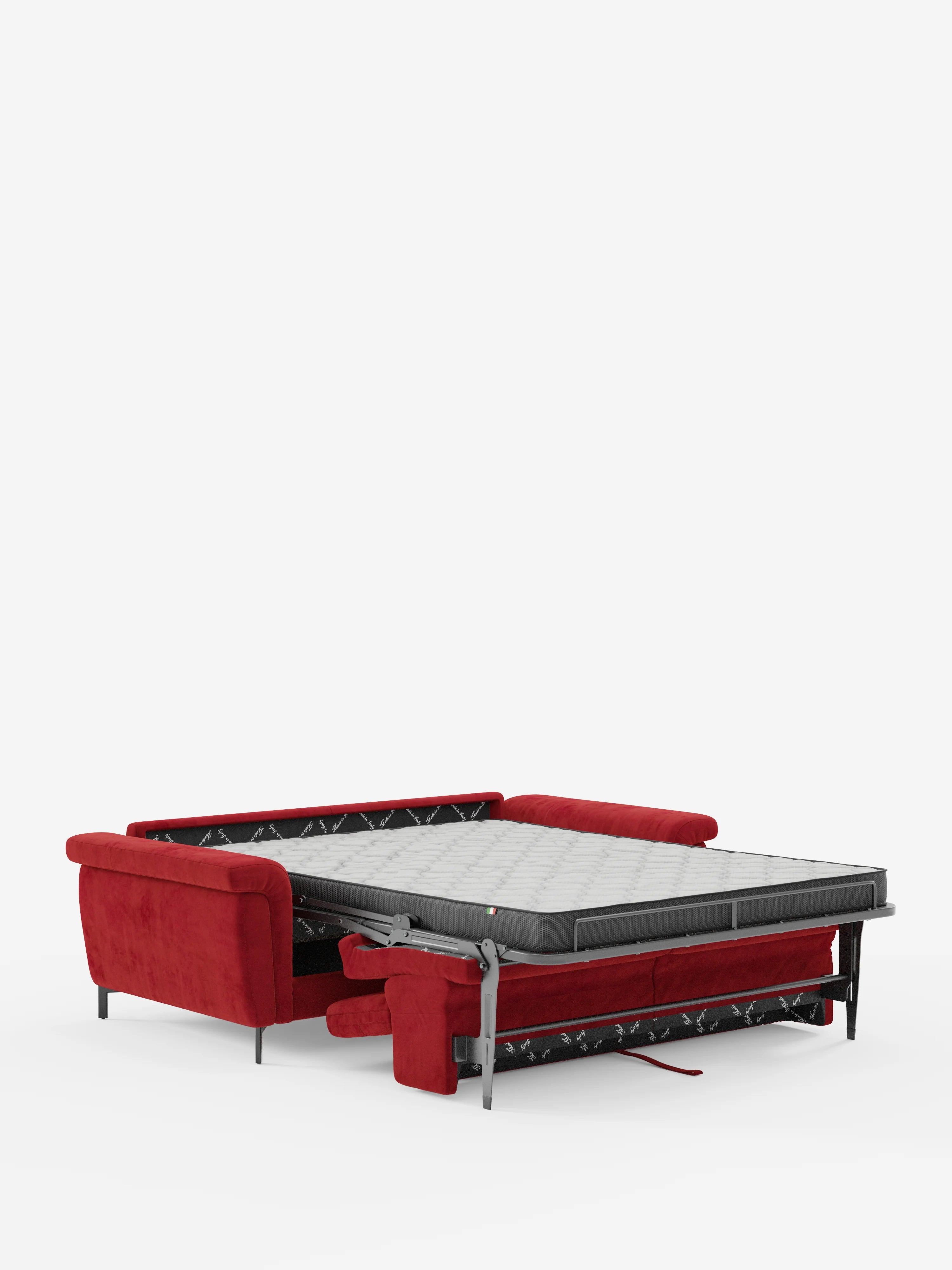 Capri divano letto di design con piedini alti - poggiatesta reclinabili in raffinato tessuto effetto velluto smacchiabile T30