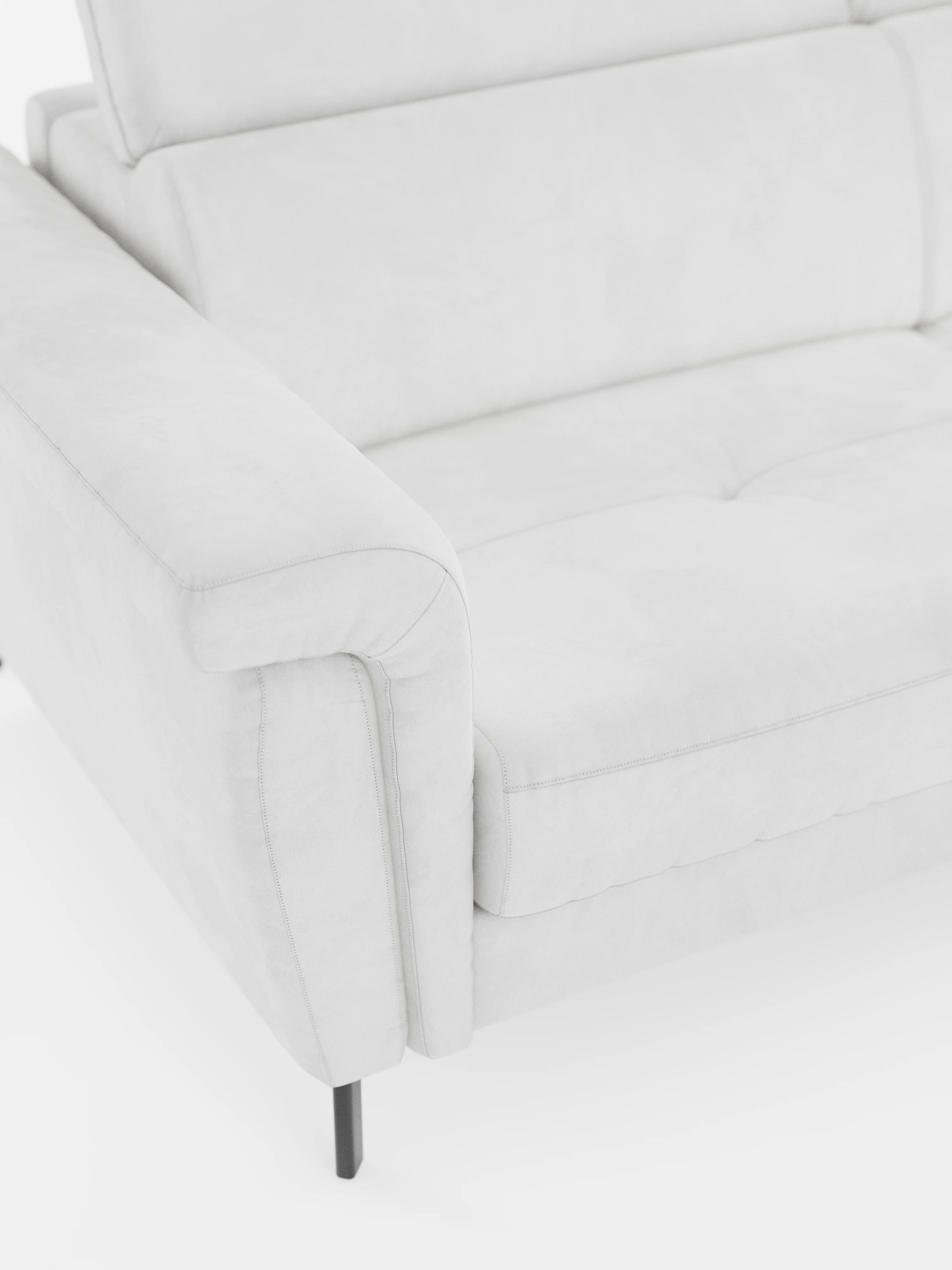 Capri Divano letto angolare con penisola contenitore e poggiatesta reclinabili - elegante tessuto smacchiabile T30