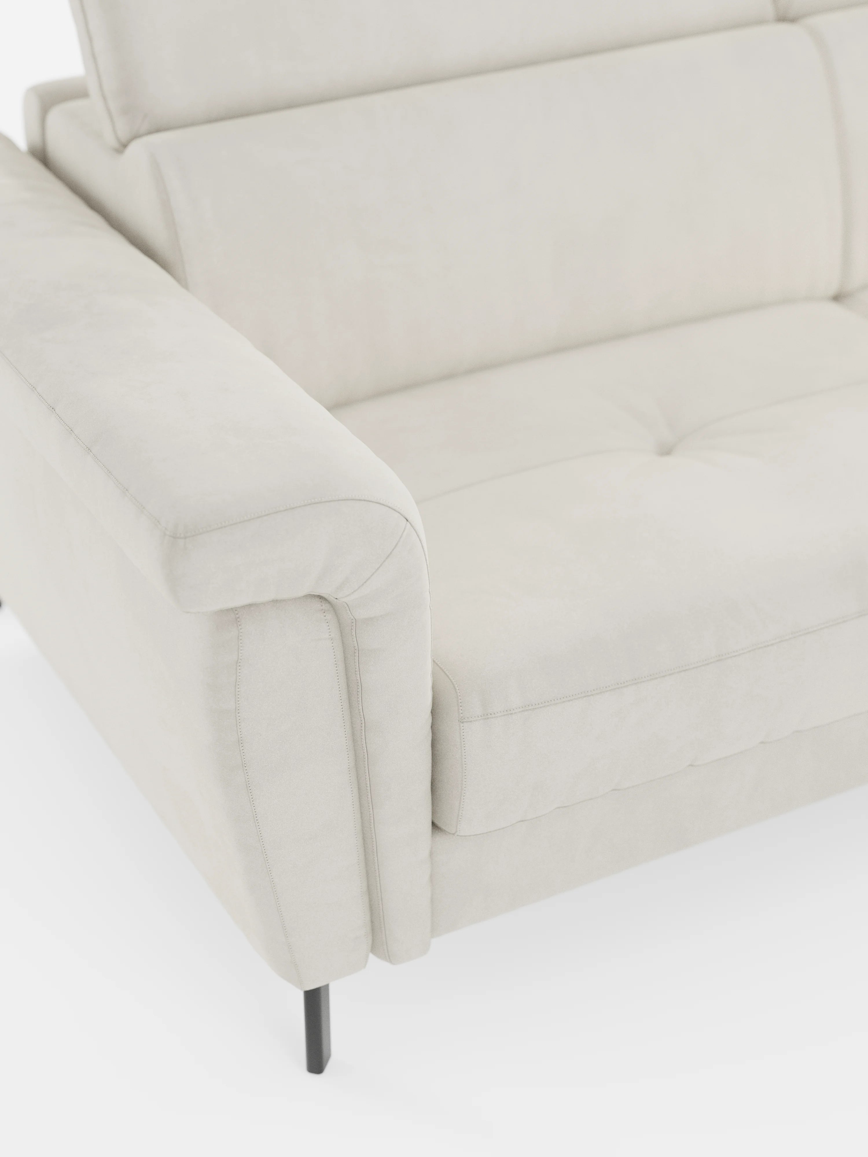 Capri Divano letto angolare con penisola contenitore e poggiatesta reclinabili - elegante tessuto smacchiabile T30