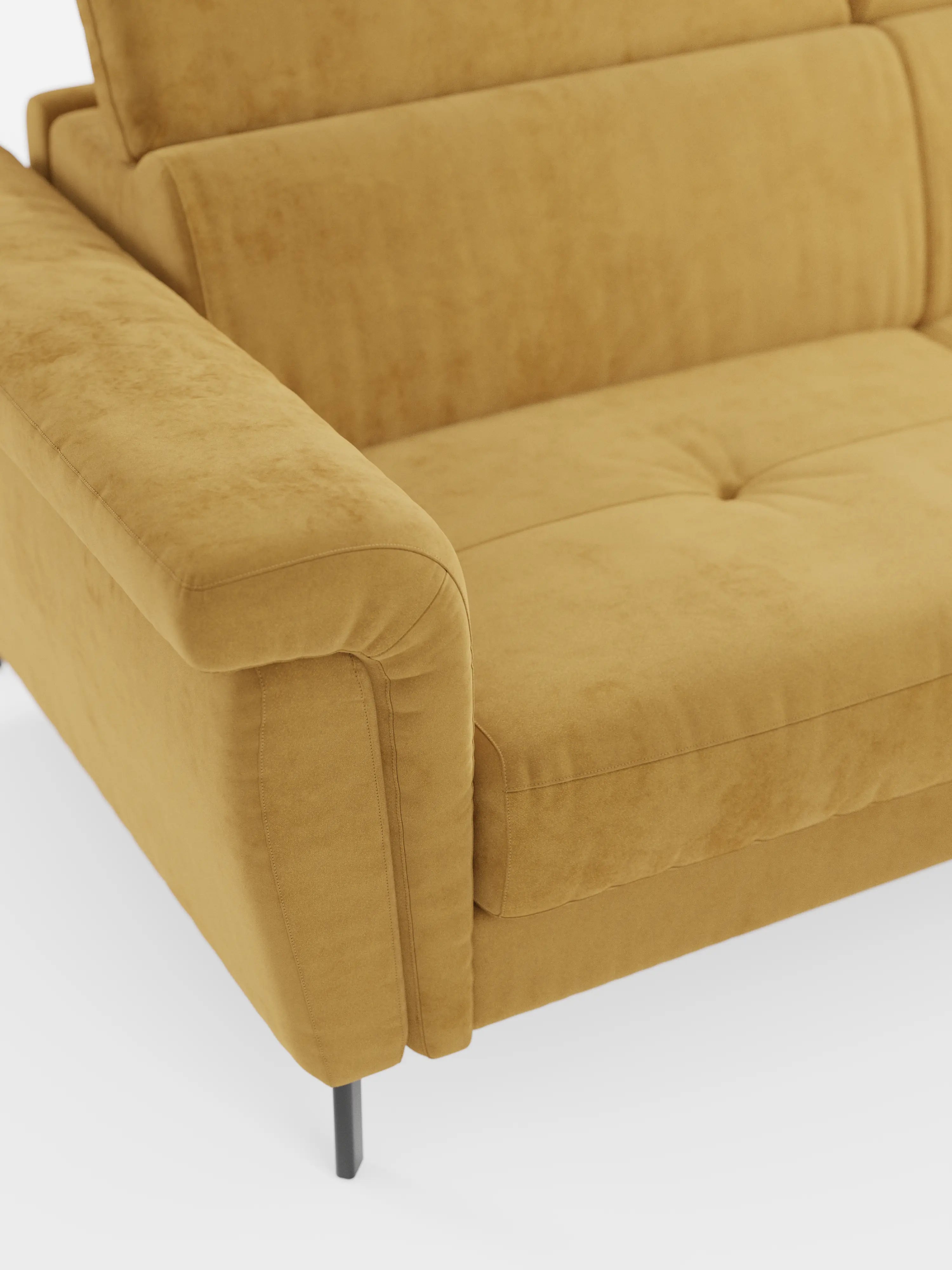 Capri Divano letto angolare con penisola contenitore e poggiatesta reclinabili - elegante tessuto smacchiabile T30