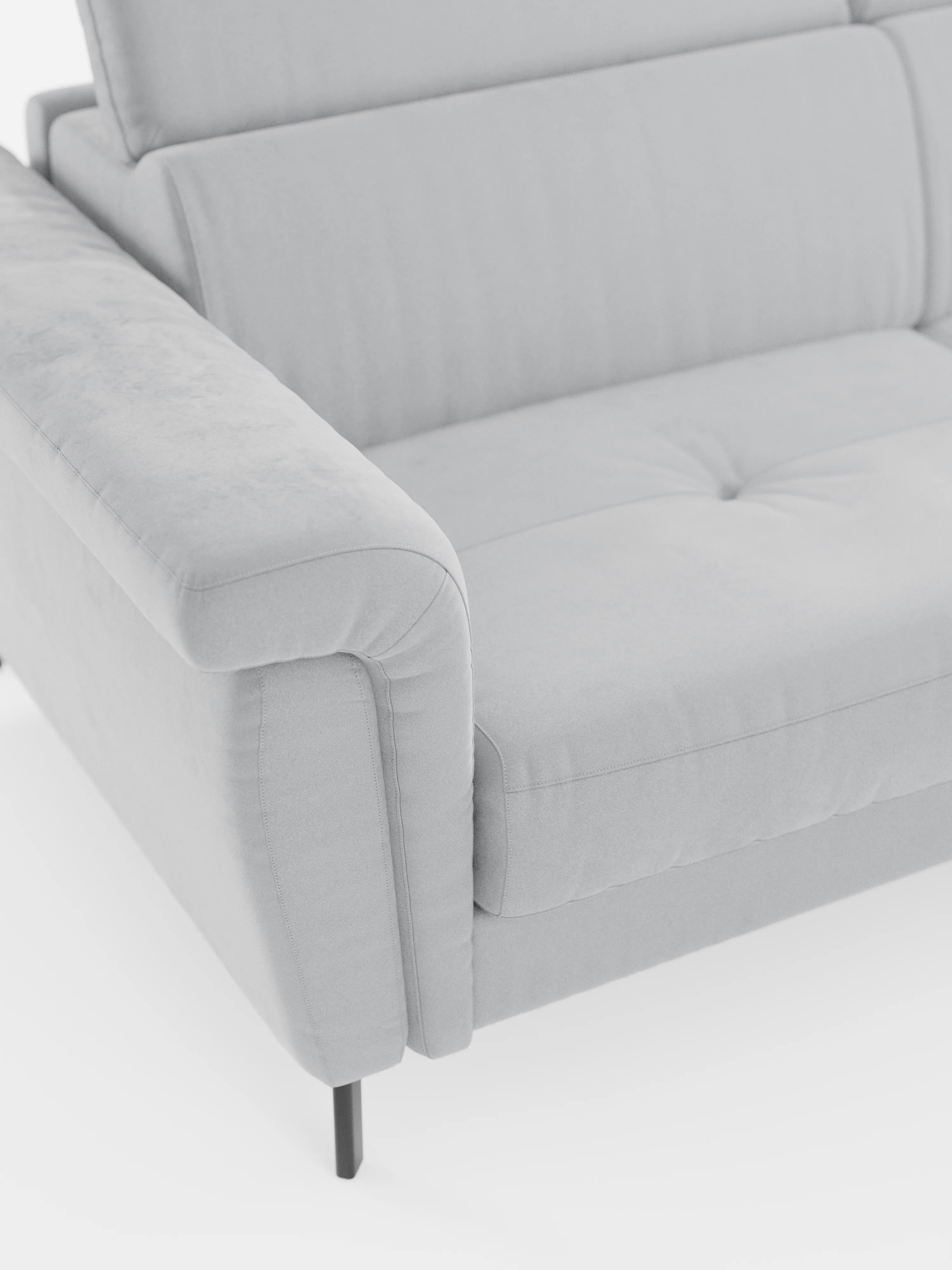 Capri Divano letto angolare con penisola contenitore e poggiatesta reclinabili - elegante tessuto smacchiabile T30