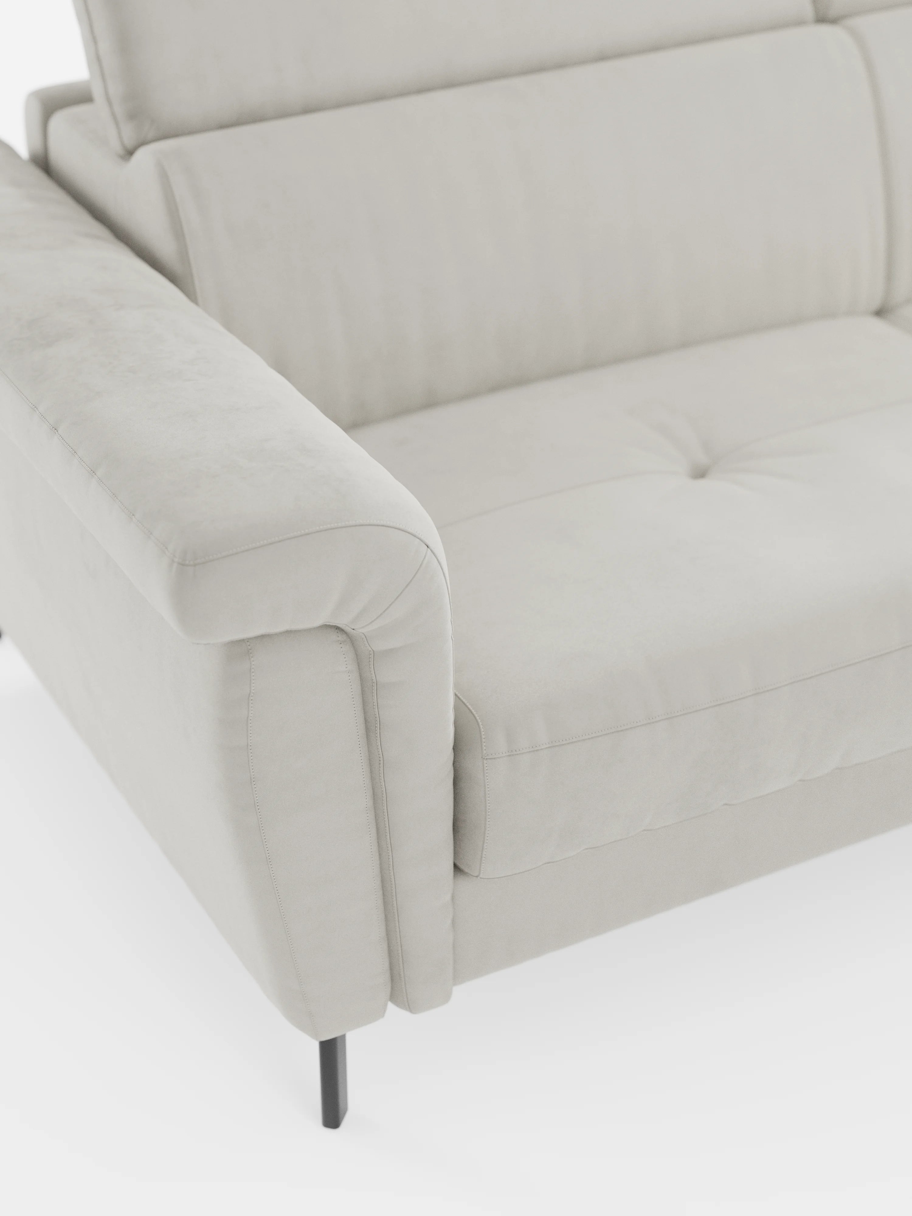 Capri Divano letto angolare con penisola contenitore e poggiatesta reclinabili - elegante tessuto smacchiabile T30