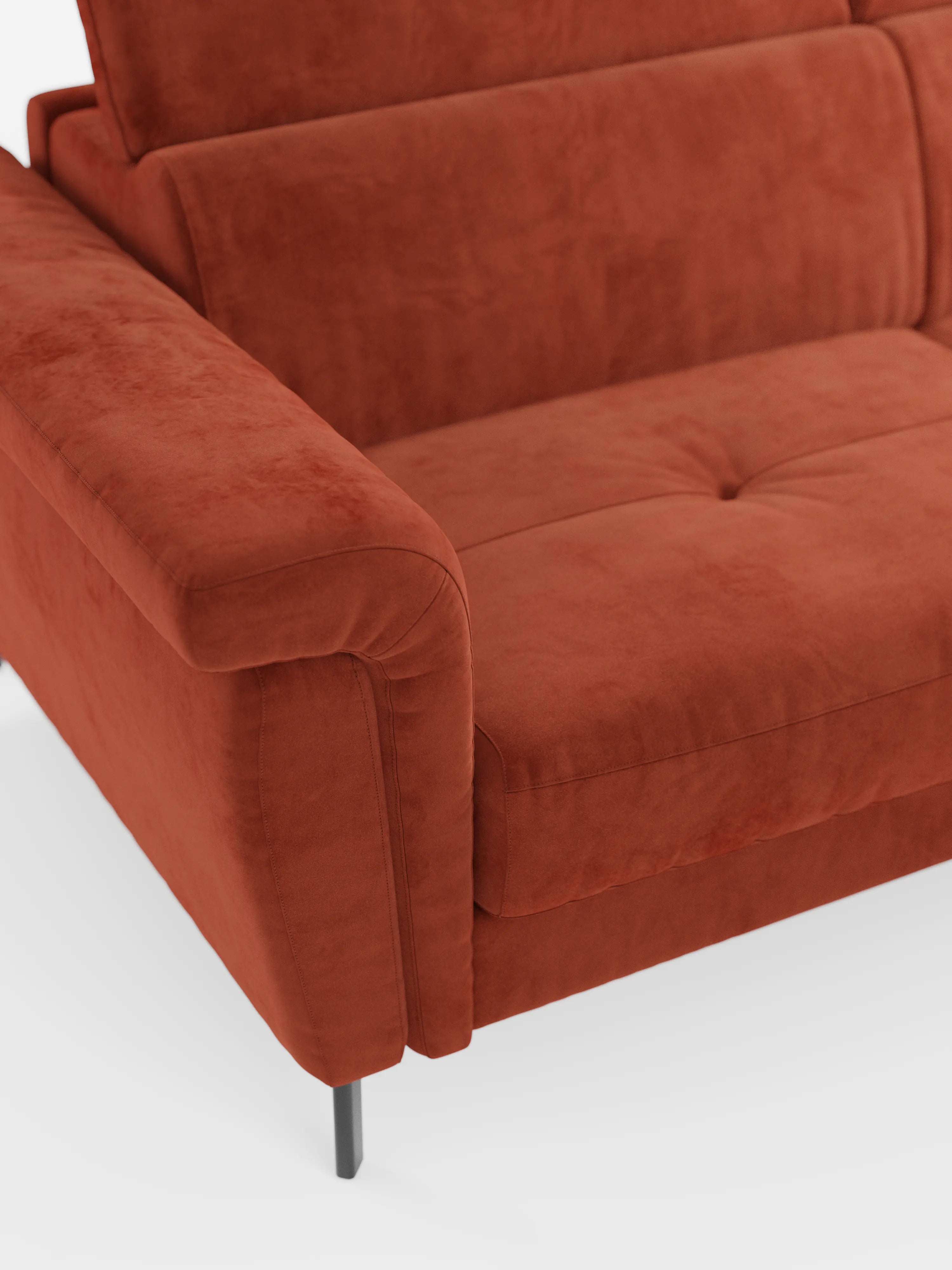 Capri Divano letto angolare con penisola contenitore e poggiatesta reclinabili - elegante tessuto smacchiabile T30