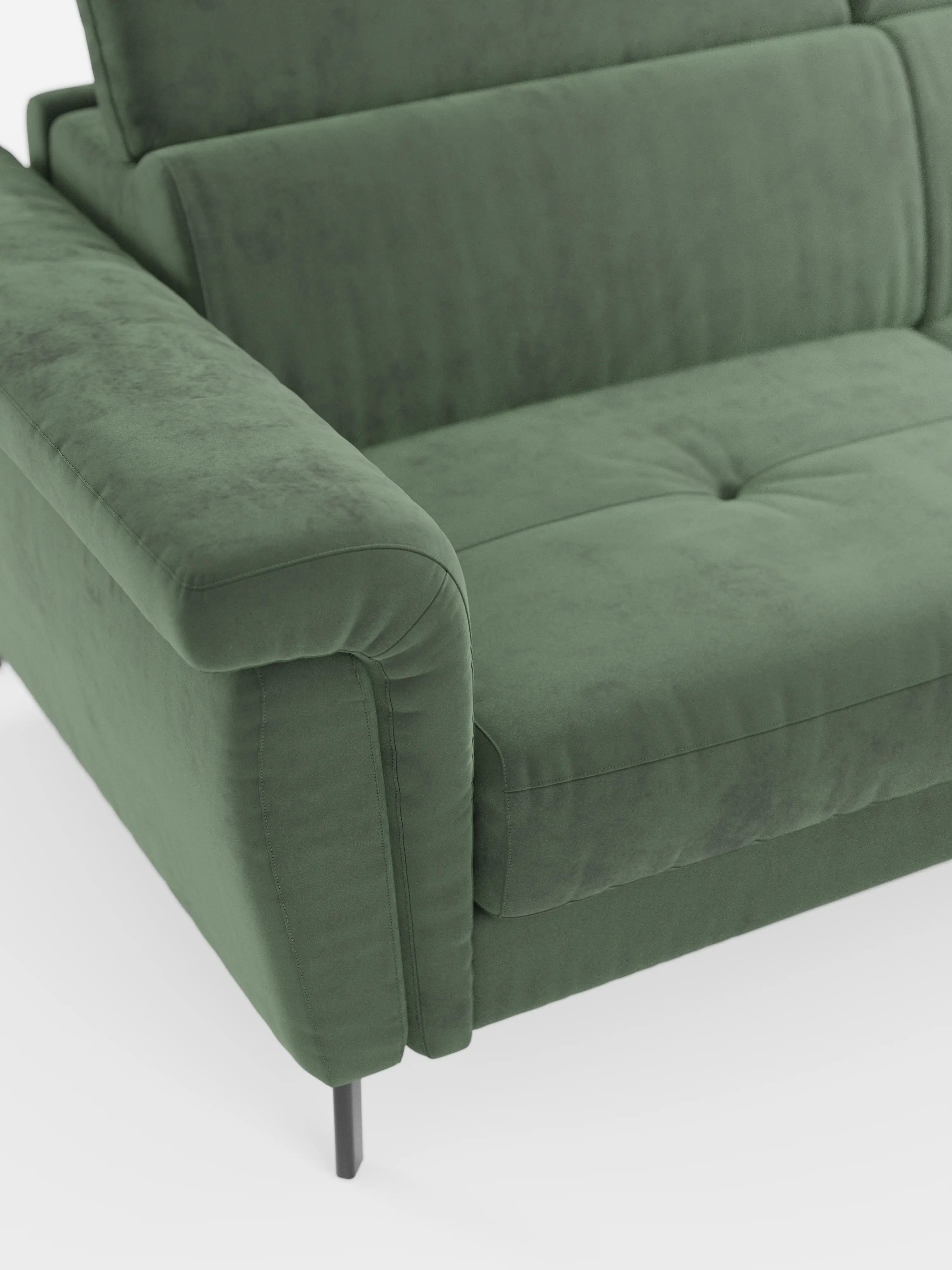 Capri Divano letto angolare con penisola contenitore e poggiatesta reclinabili - elegante tessuto smacchiabile T30