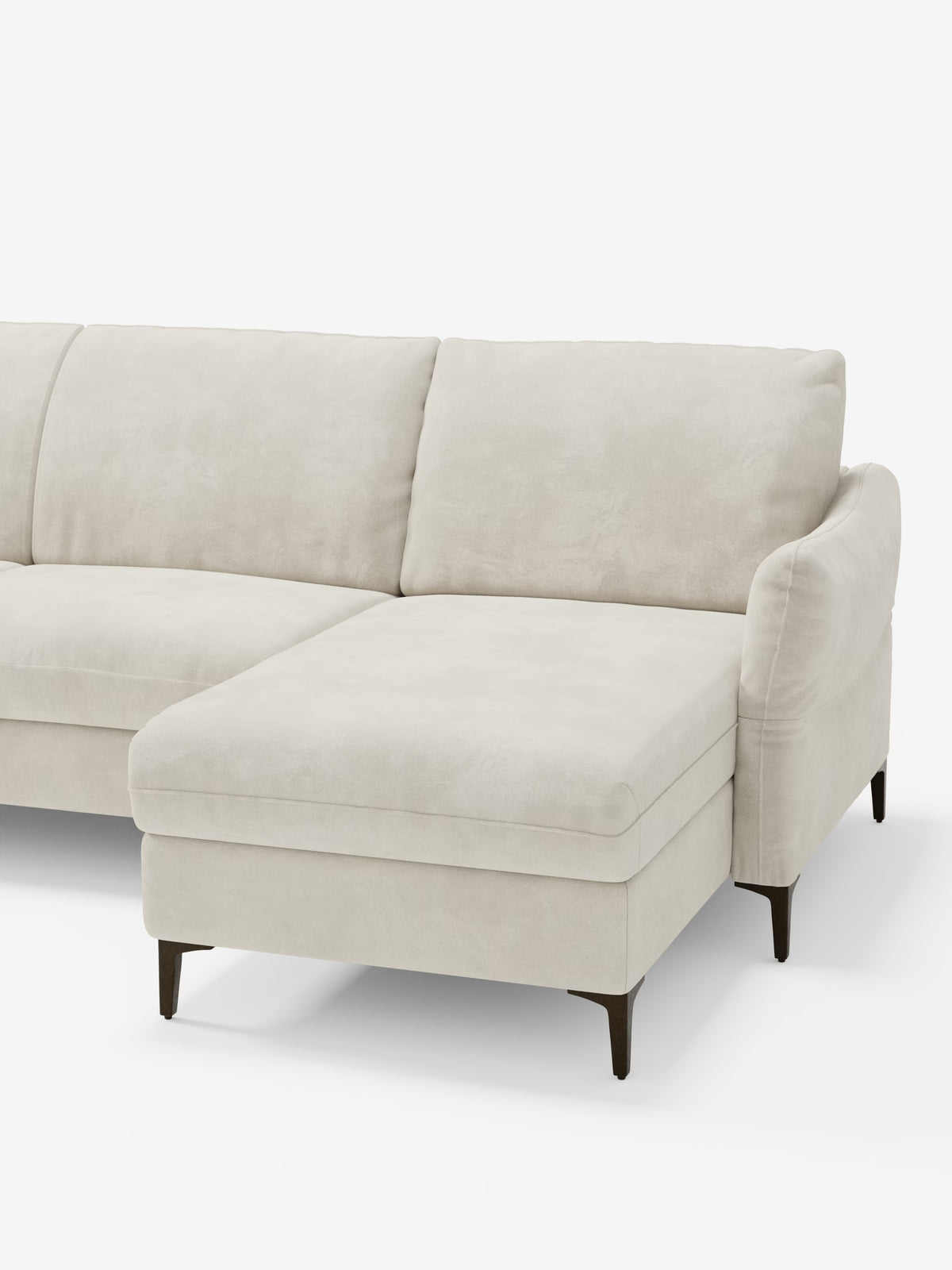 Dalia divano letto con penisola contenitore e materasso alto 18 cm - piedini alti e tessuto smacchiabile T30
