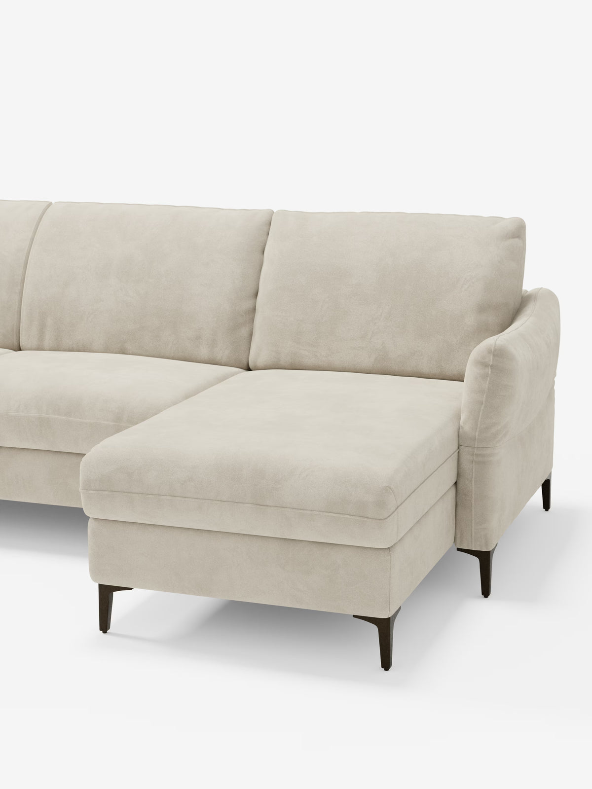 Dalia divano letto con penisola contenitore e materasso alto 18 cm - piedini alti e tessuto smacchiabile T30