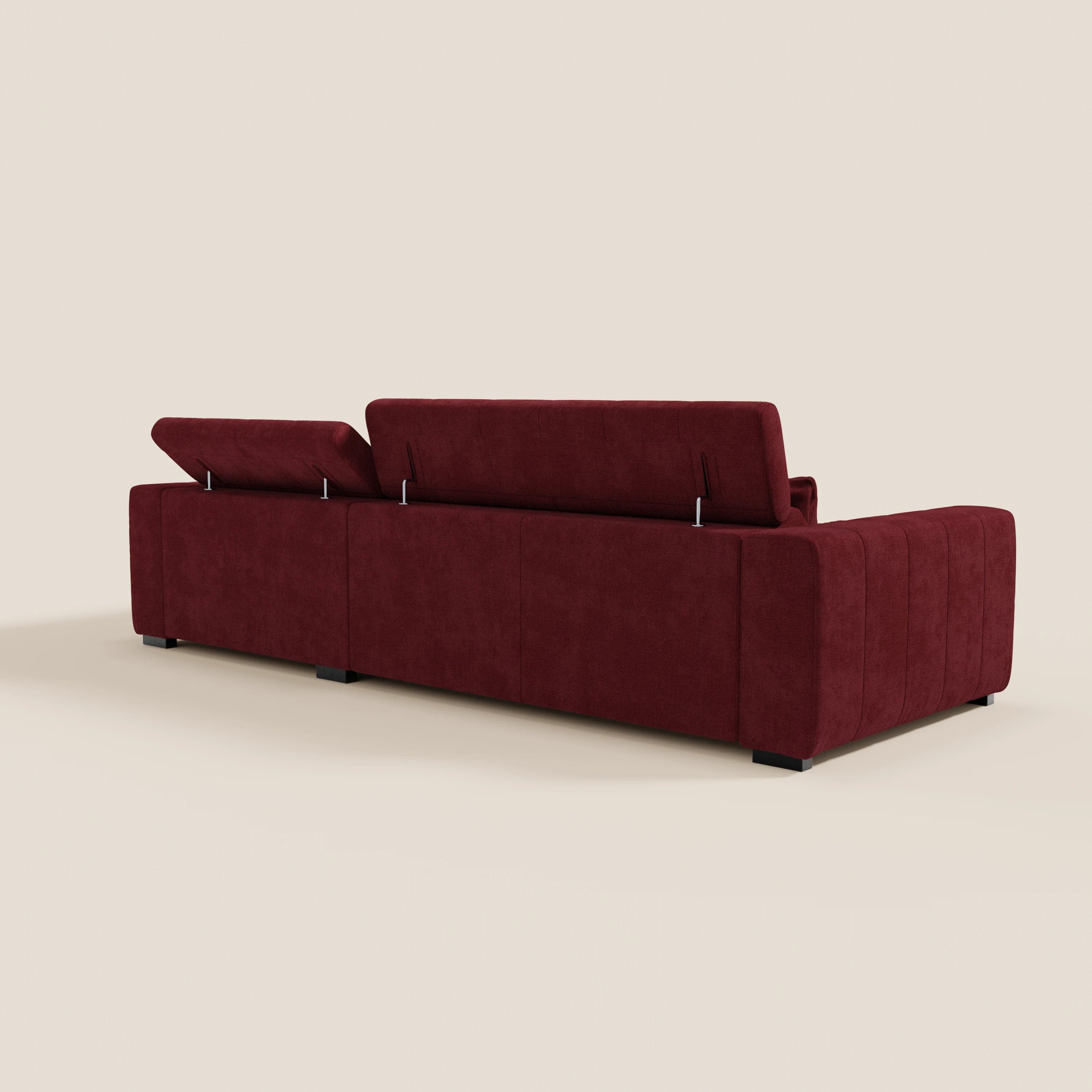 Doric Divano angolare con penisola e sedute allungabili con relax elettrico - poggiatesta reclinabili in tessuto smacchiabile T23 - divani.store