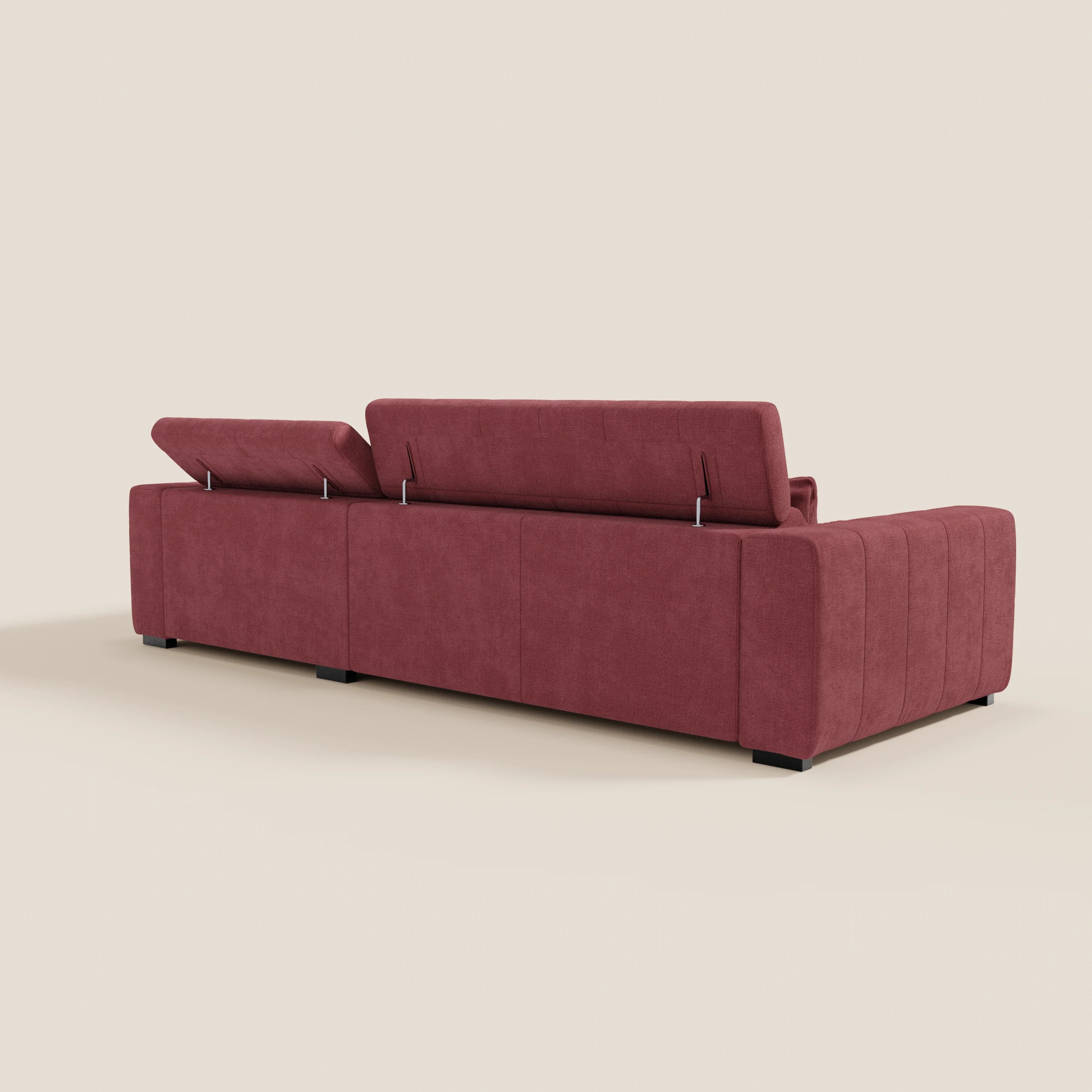 Doric Divano angolare con penisola e sedute allungabili con relax elettrico - poggiatesta reclinabili in tessuto smacchiabile T23 - divani.store