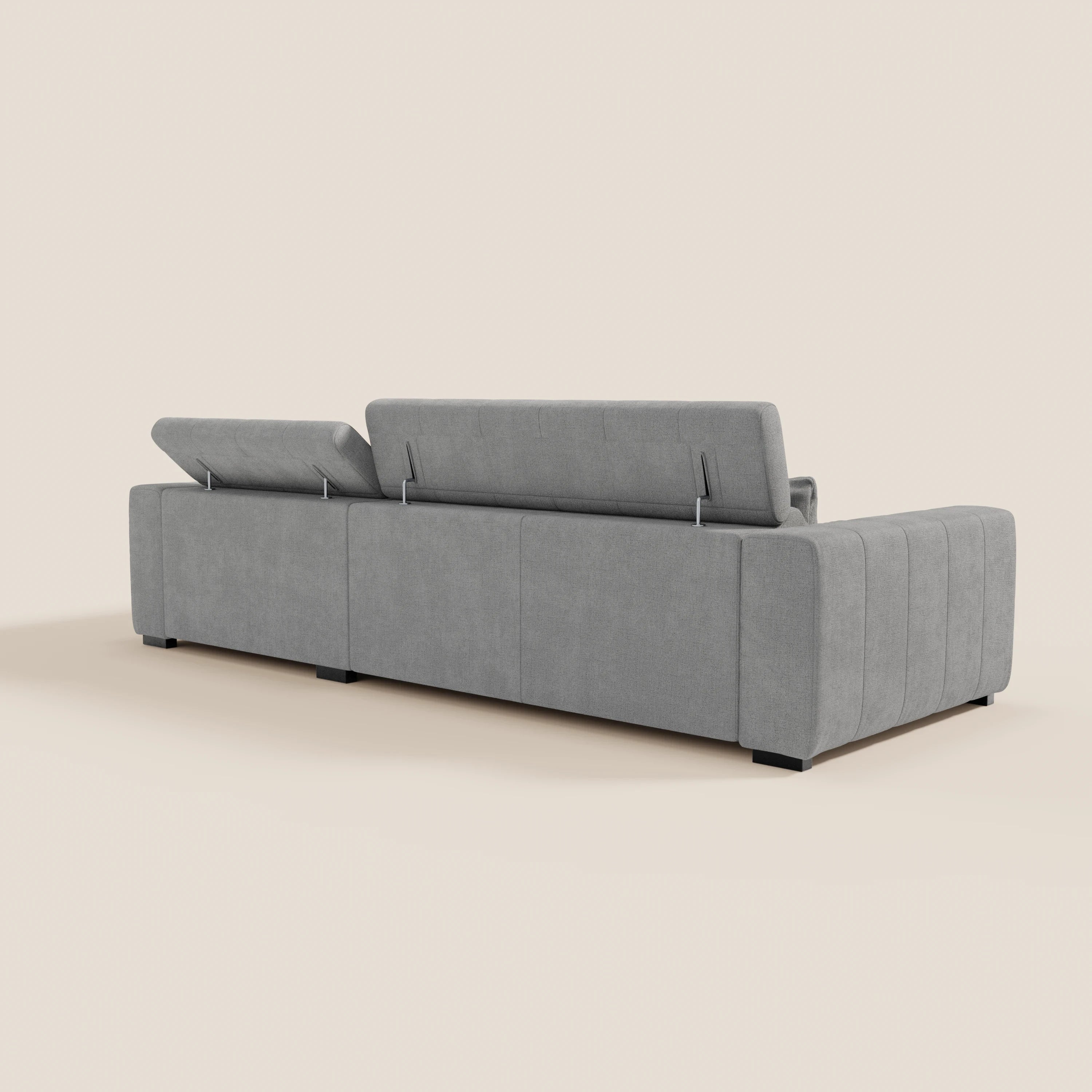 Doric Divano angolare con penisola e sedute allungabili con relax elettrico - poggiatesta reclinabili in tessuto smacchiabile T23 - divani.store